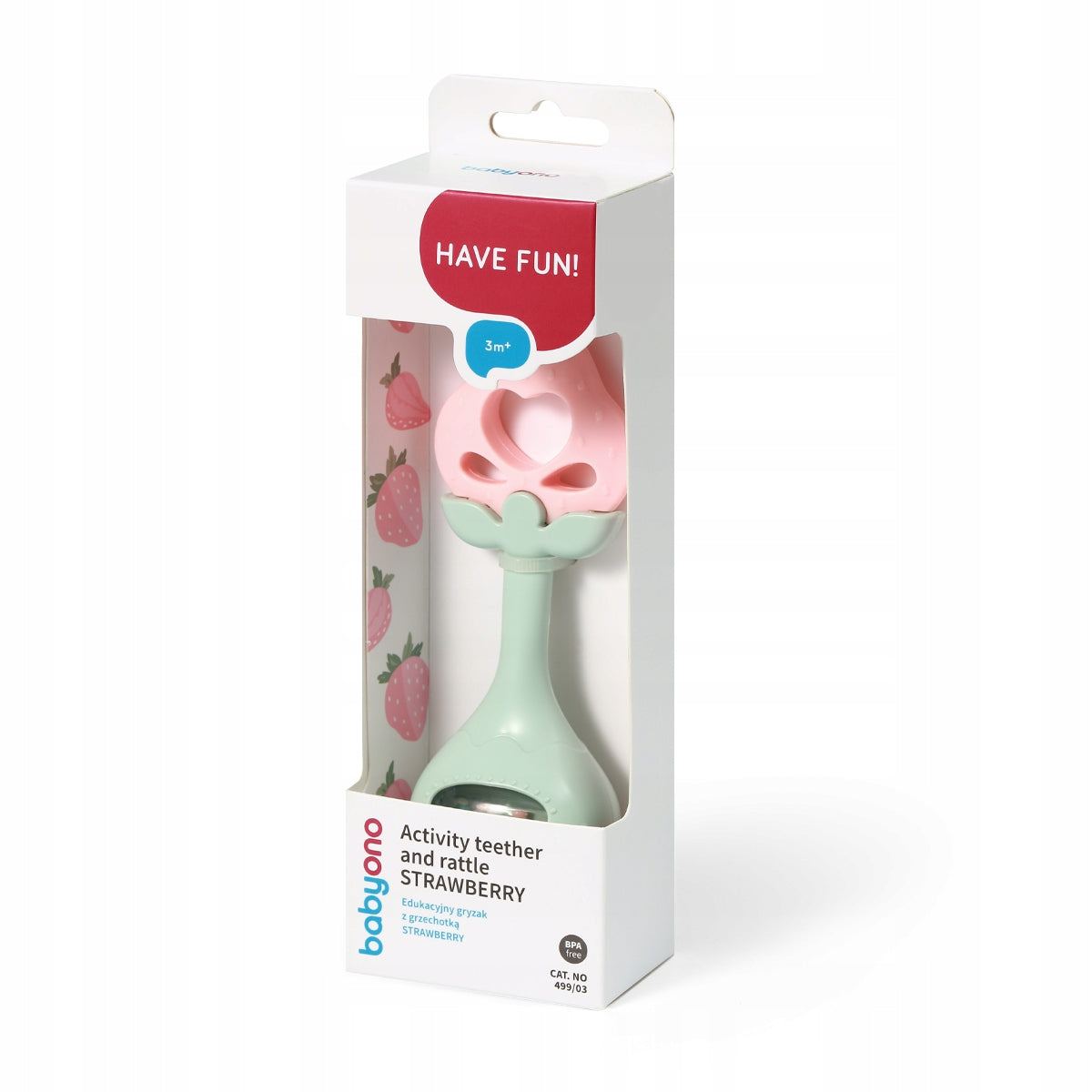 Babyono 499/03 Educational Ratchet Teether STRAWBERRY Packaging status original