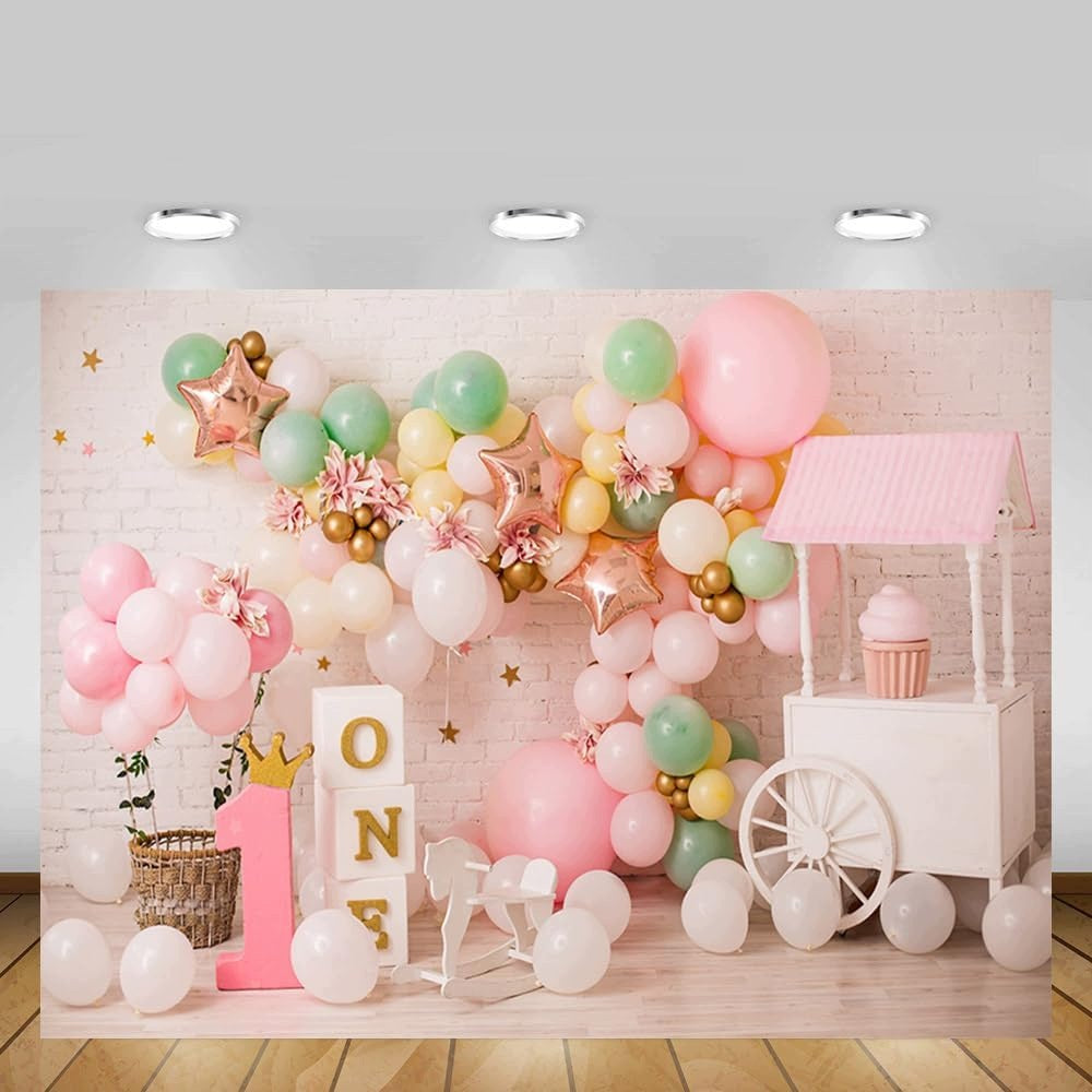 Background Photo Year Girl Pastel Balloons 210x150 cm Manufacturer no brand