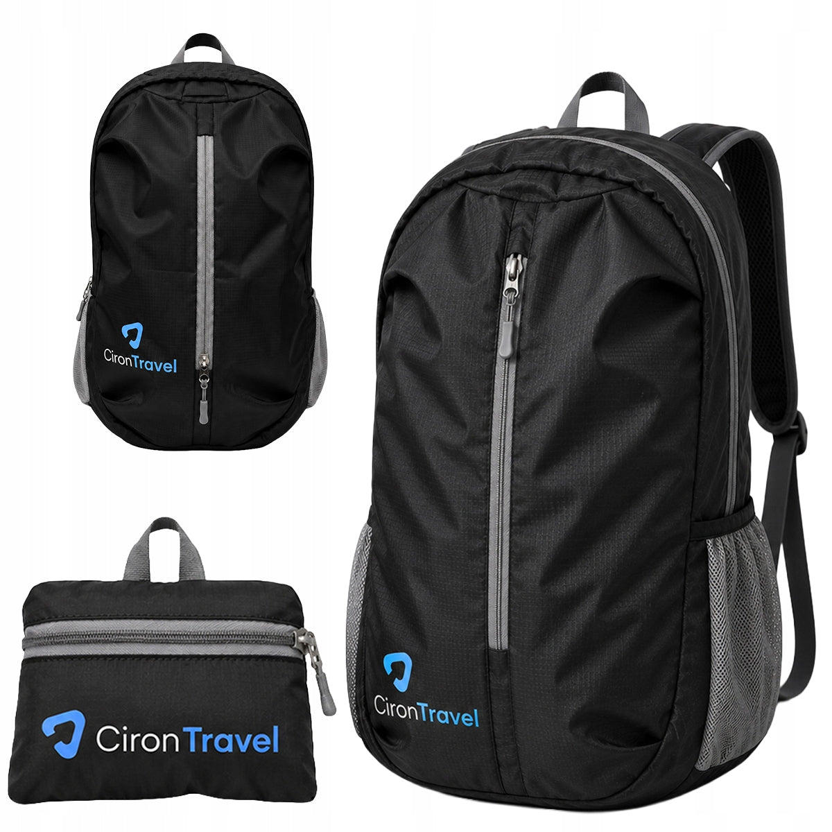 Backpack Folding Hiking CironTravel Lightweight Travel Black