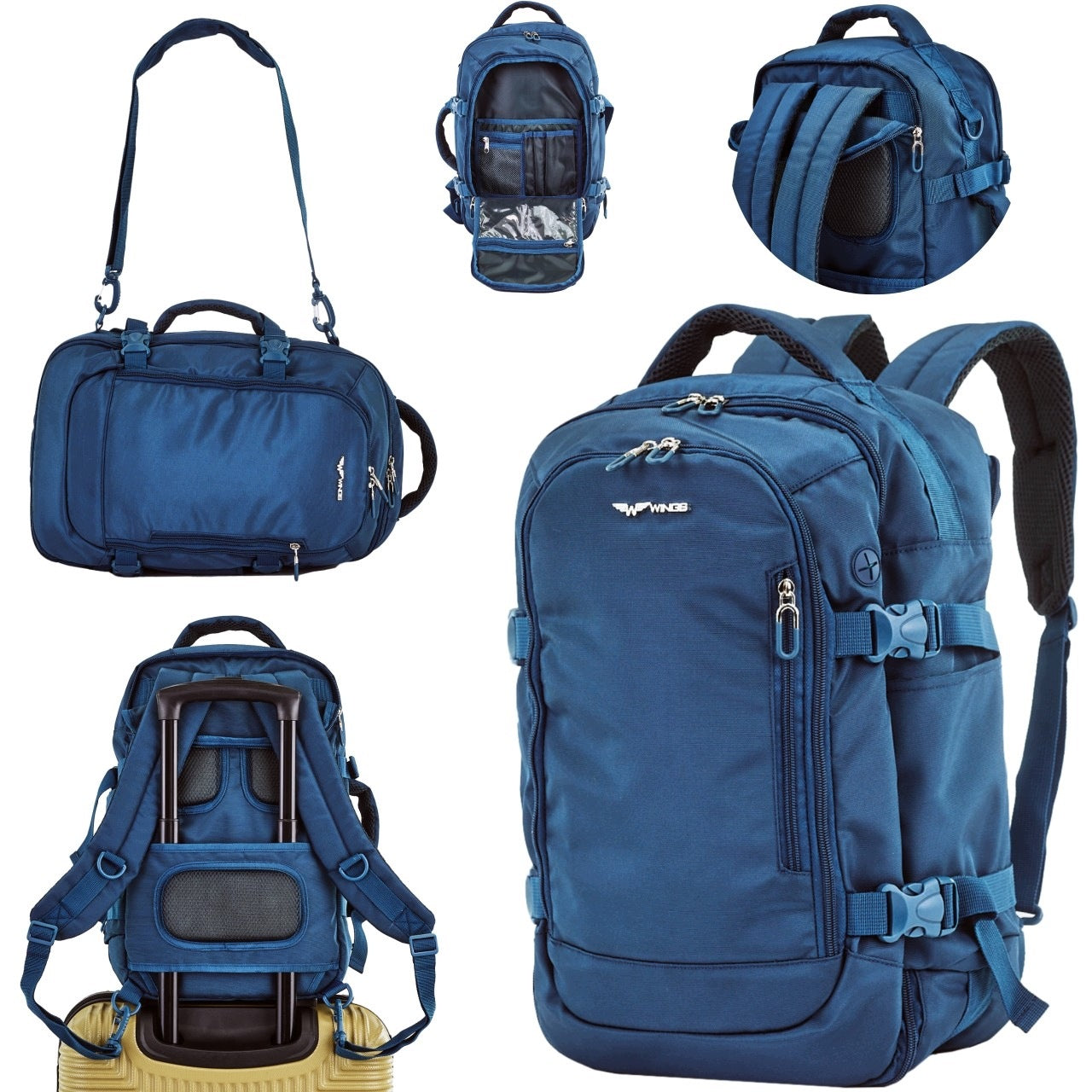 Backpack WINGS hand luggage 40x25x20 with airplane bag function on board