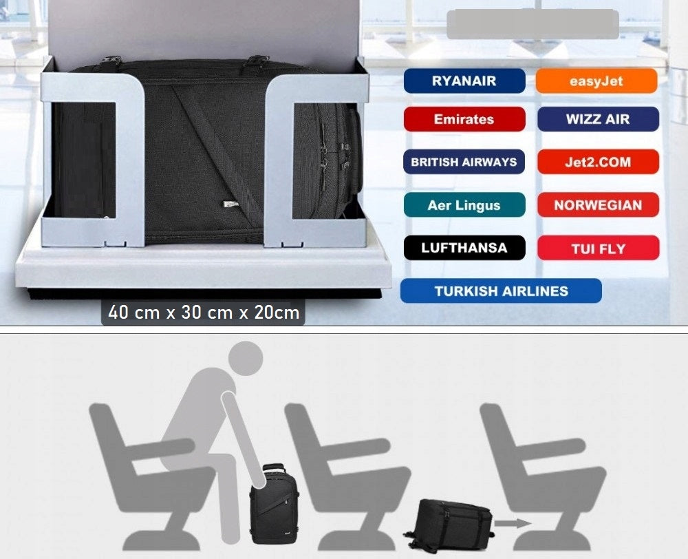 Backpack carry-on bag for Airplane Ryanair 40x30x20 cm 20L Expander Manufacturer code EM2231B
