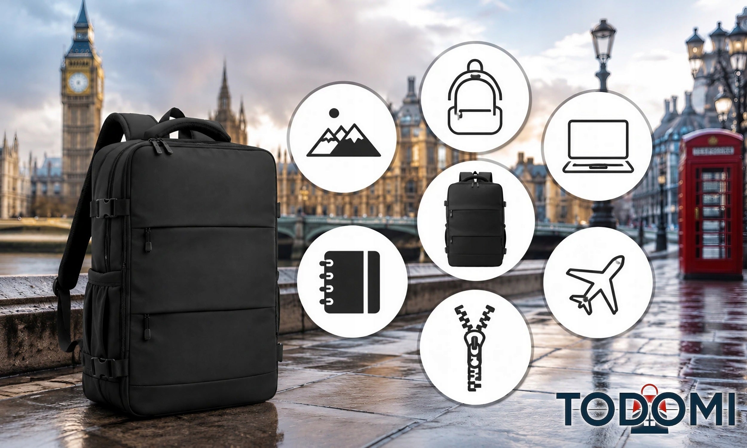 Backpack for airplane RYANAIR 40x30x20 cabin tourist hand luggage Manufacturer code plecak podróżny czarny