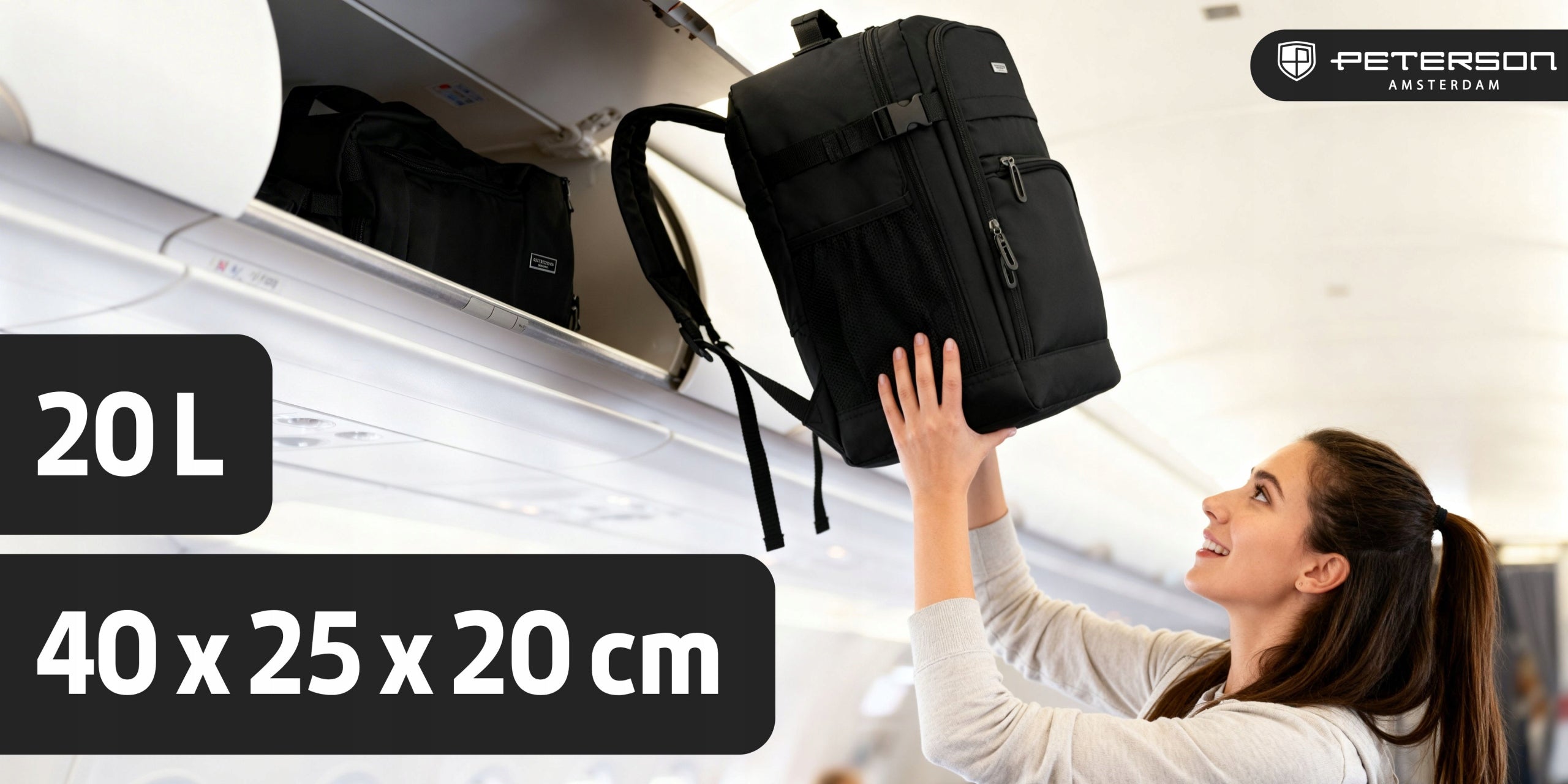 Backpack for airplane Ryanair 40x25x20 cabin carry-on luggage bag PETERSON Packaging status original