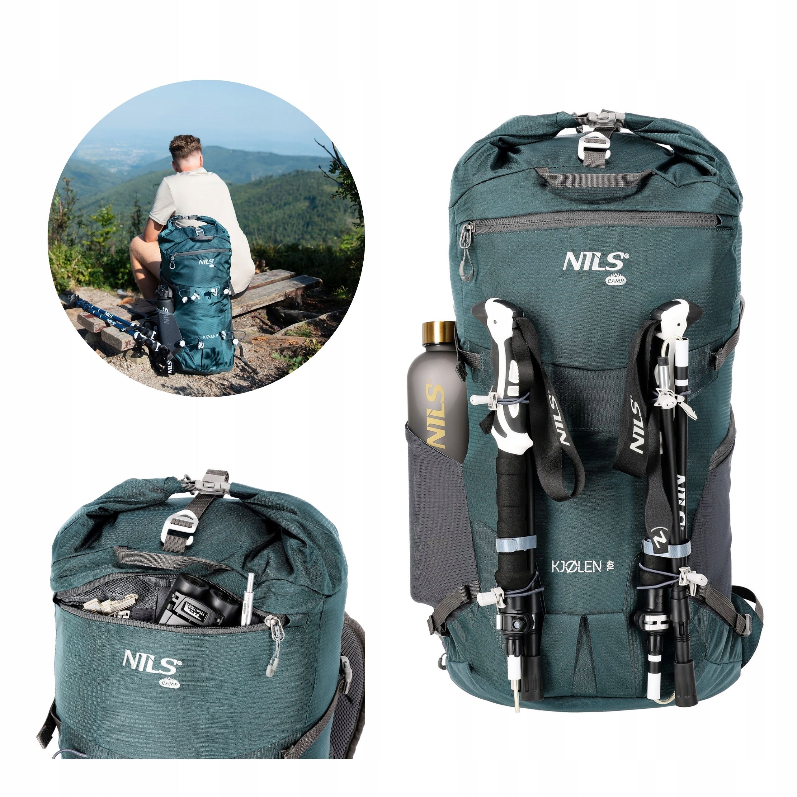 Backpack waterproof hiking mountain tactical pole holders 40 L Nils