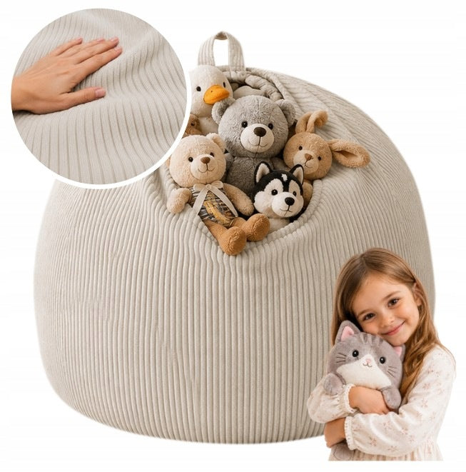 Bag Pouch Toy Bag Plush Toys Pouf Children's 80x80x50cm CREAM