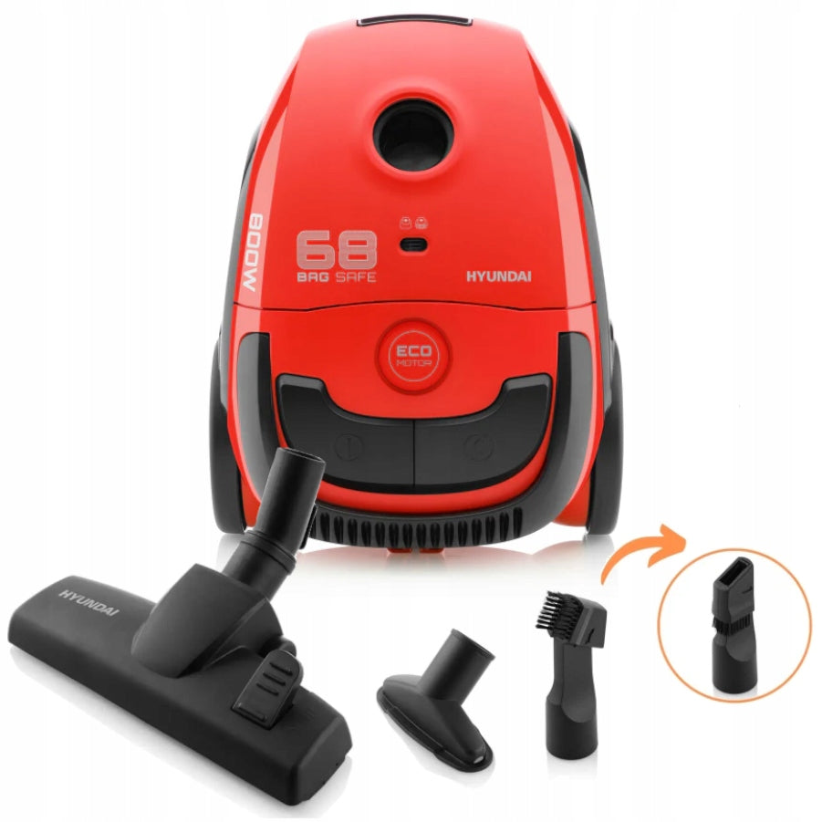 Bagged Vacuum Cleaner HYUNDAI VC068R red Eco Lightweight Compact 800W VC-068R Packaging status original