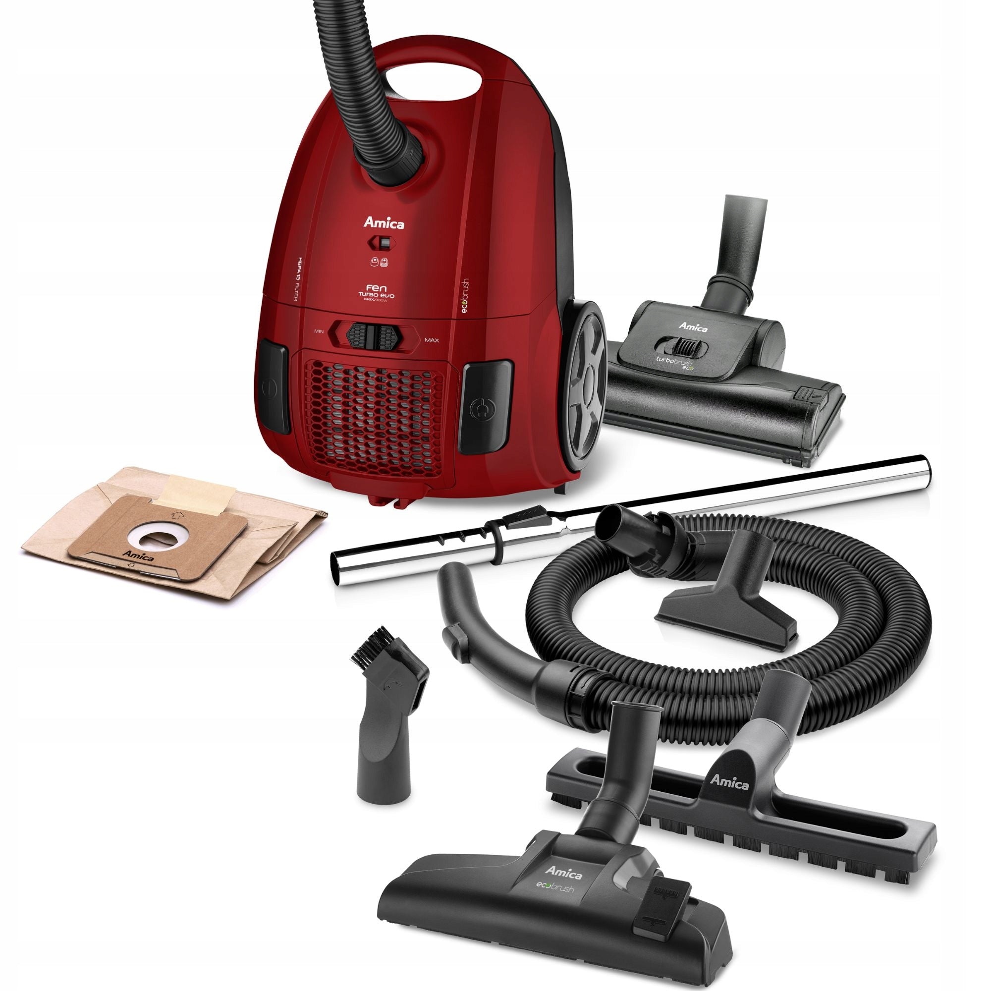 Bagged vacuum cleaner Amica FEN TURBO VM 2063 900W 3L Red