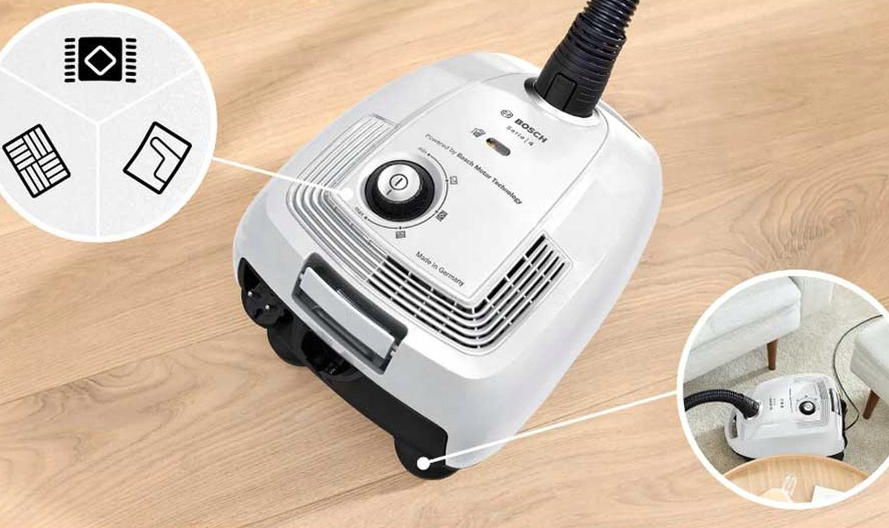 Bagged vacuum cleaner Bosch BGL 38WH2 filter PureAir 600W PowerProtect Model BGL38WH2