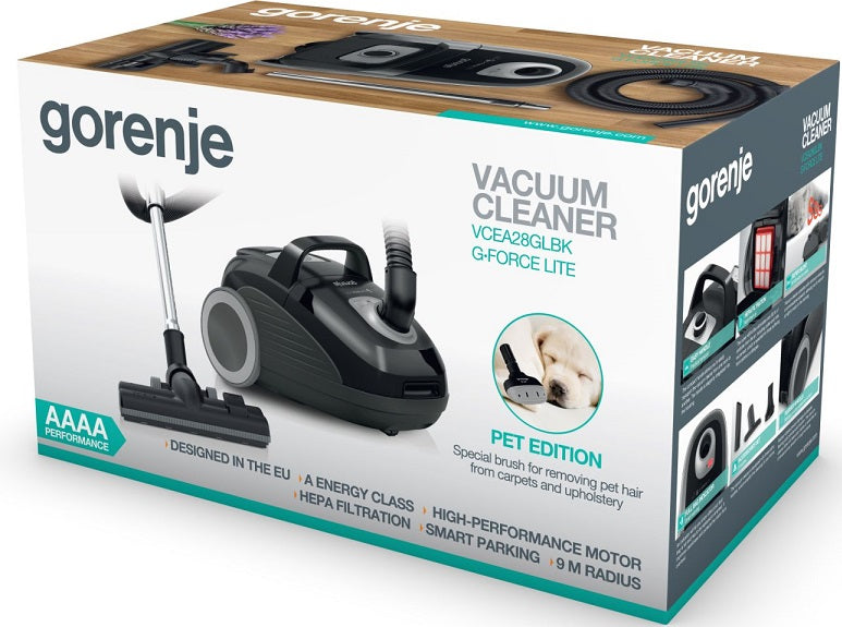 Bagged vacuum cleaner Gorenje VCEA28GLBK black HEPA 700 W Model VCEA28GLBK