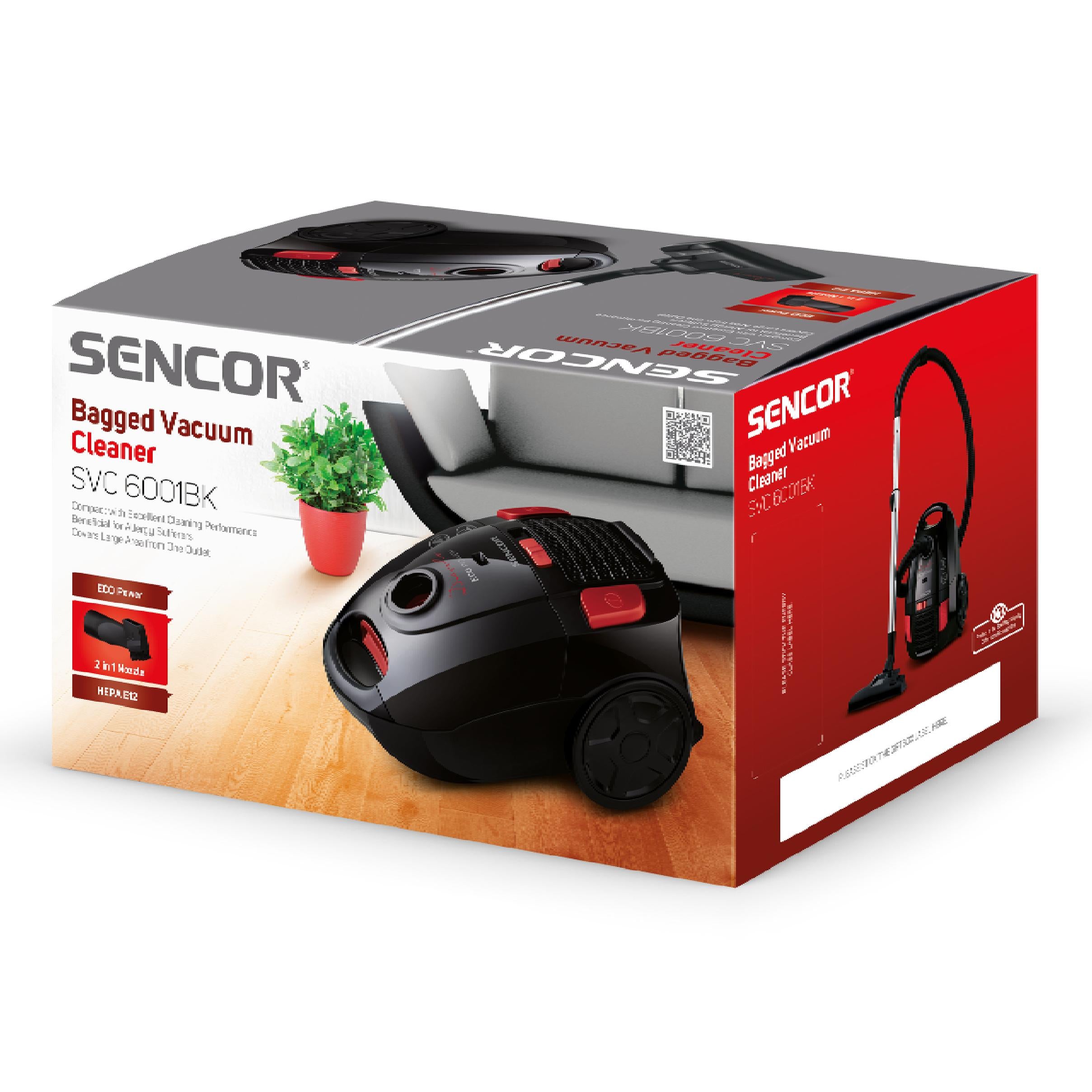 Bagged vacuum cleaner Sencor SVC 6001BK-EUE3 700W ECO Manufacturer code 41007932
