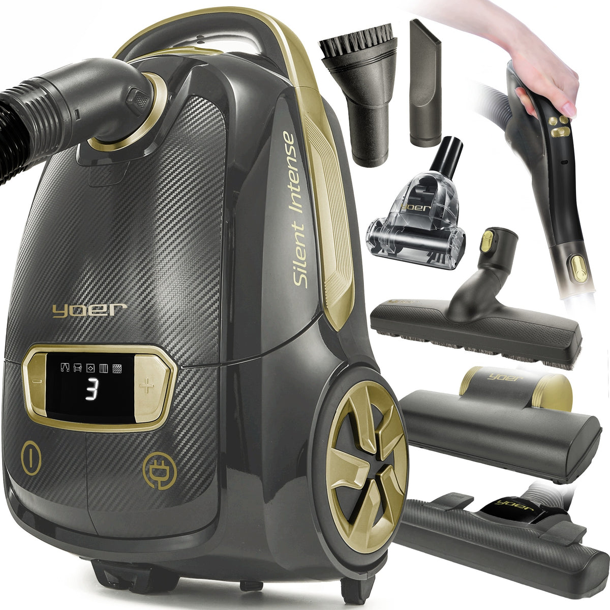 Bagged vacuum cleaner Yoer Silent HEPA +6 brushes SMART +PILOT