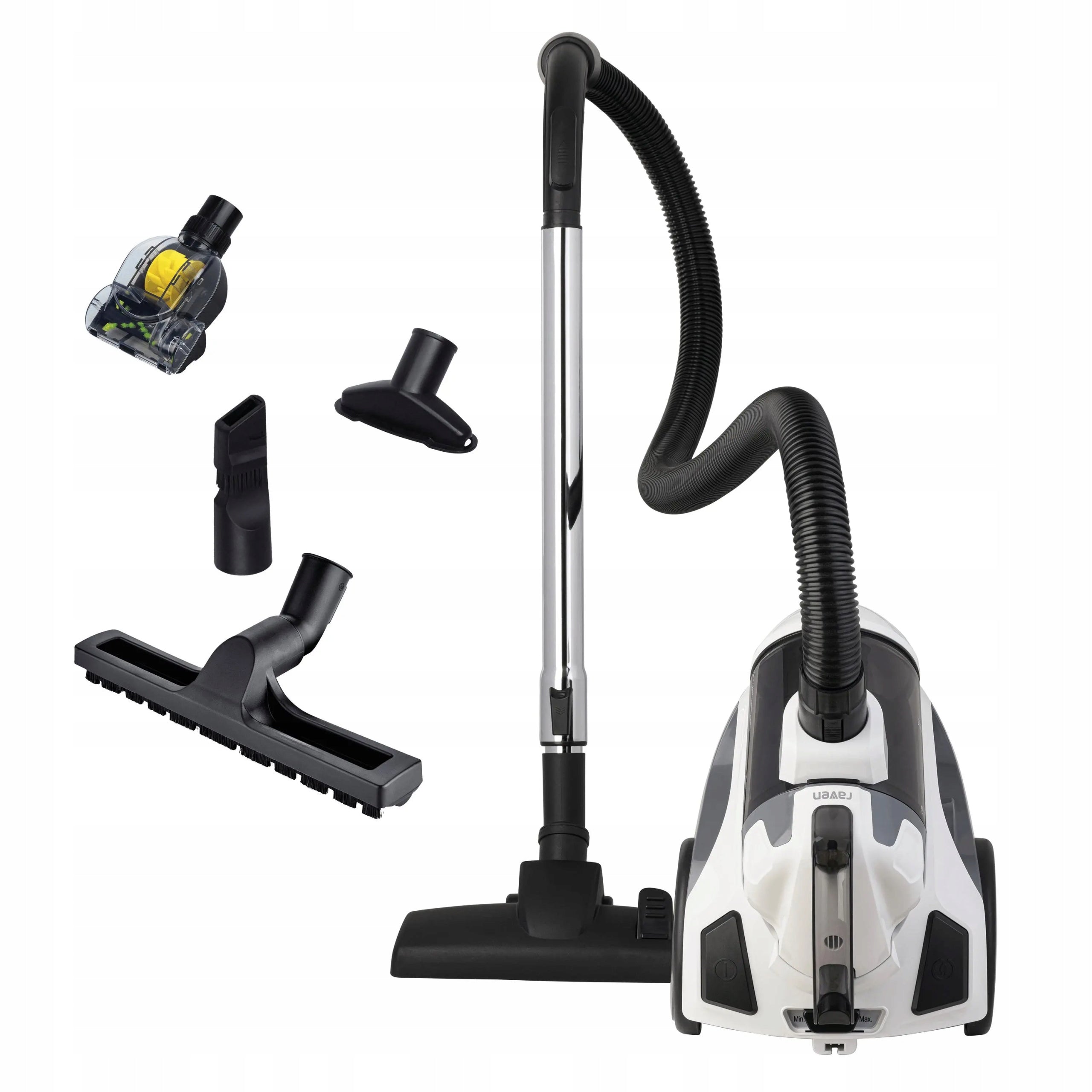 Bagless cyclone vacuum cleaner RAVEN EO009 two HEPA filters Cable 5m 899W