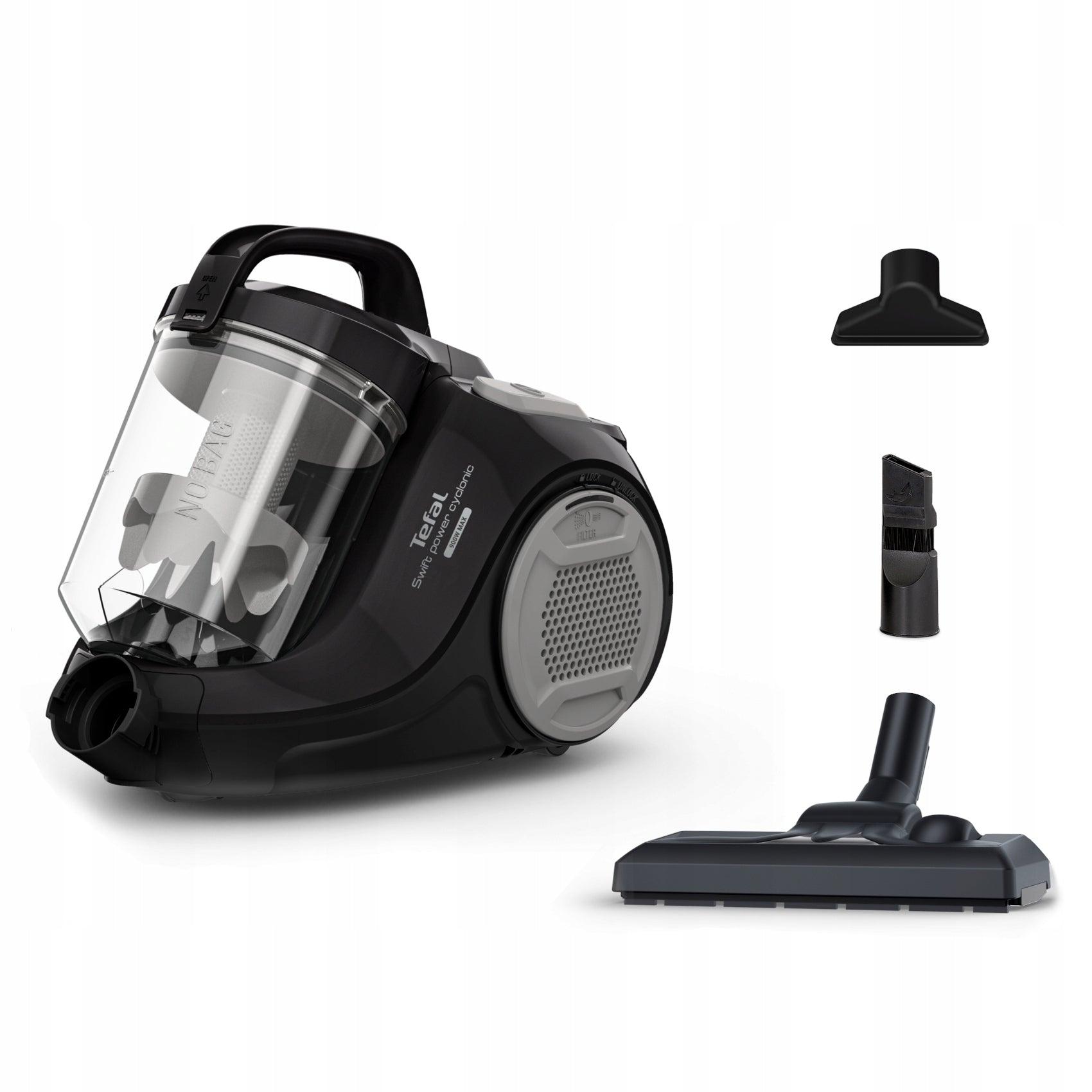 Bagless vacuum cleaner Tefal Power Cyclon TW2925 powerful black EPA quiet