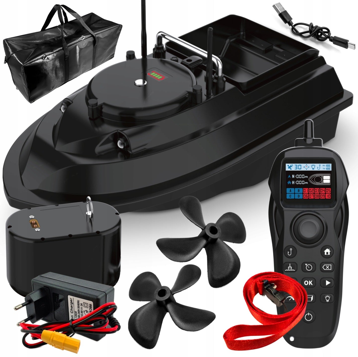 Bait boat Flytec V066 GPS 18000mAh two compartments 20km/h BAG