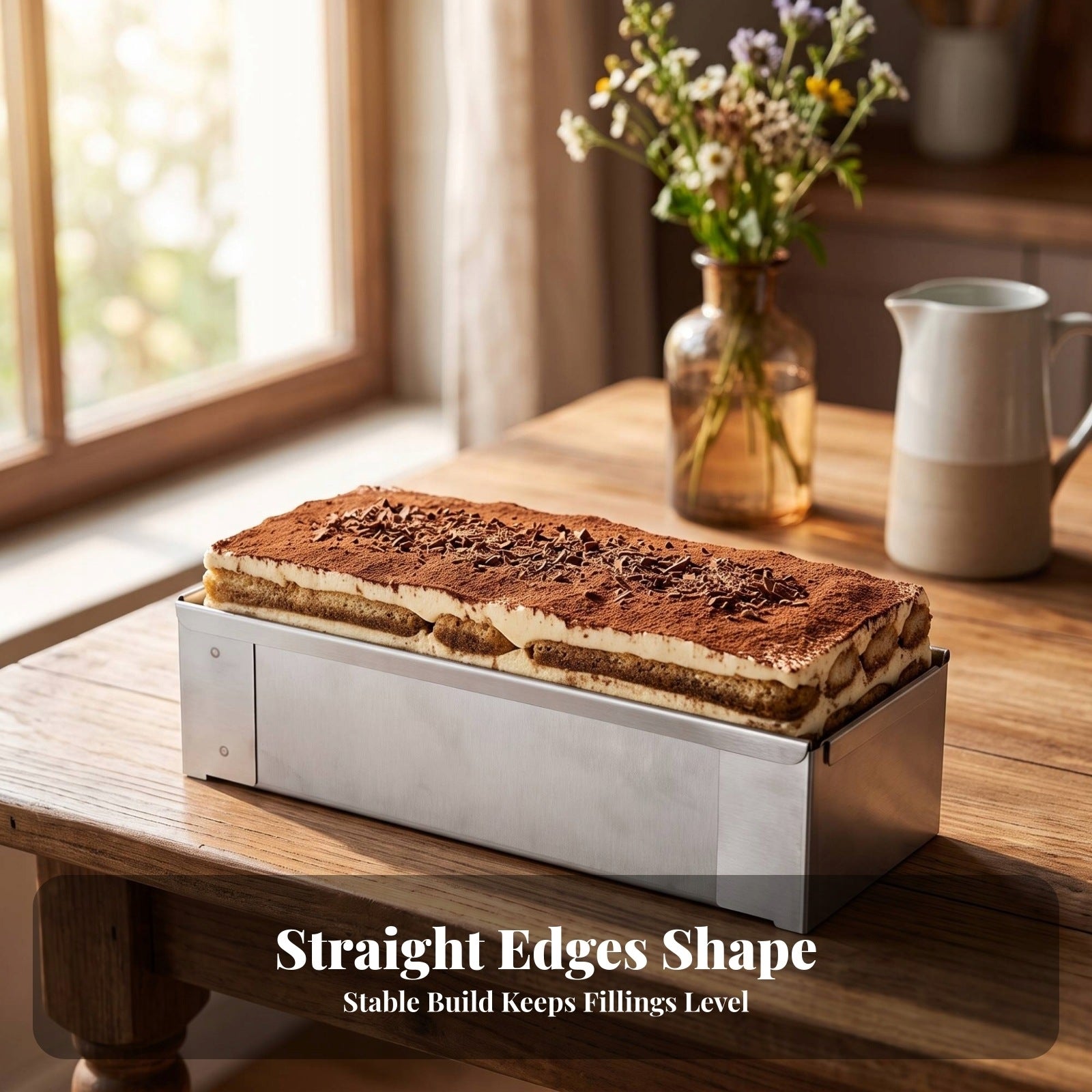 Baking Mold with Removable Sides Stainless Steel Rectangular Cake Pan Brand no brand