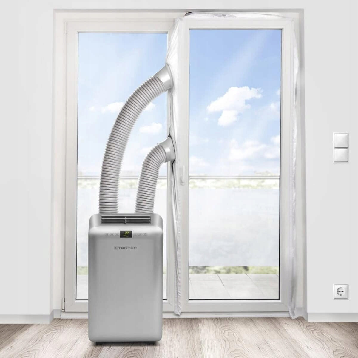 Balcony door seal Sichler air conditioner connection