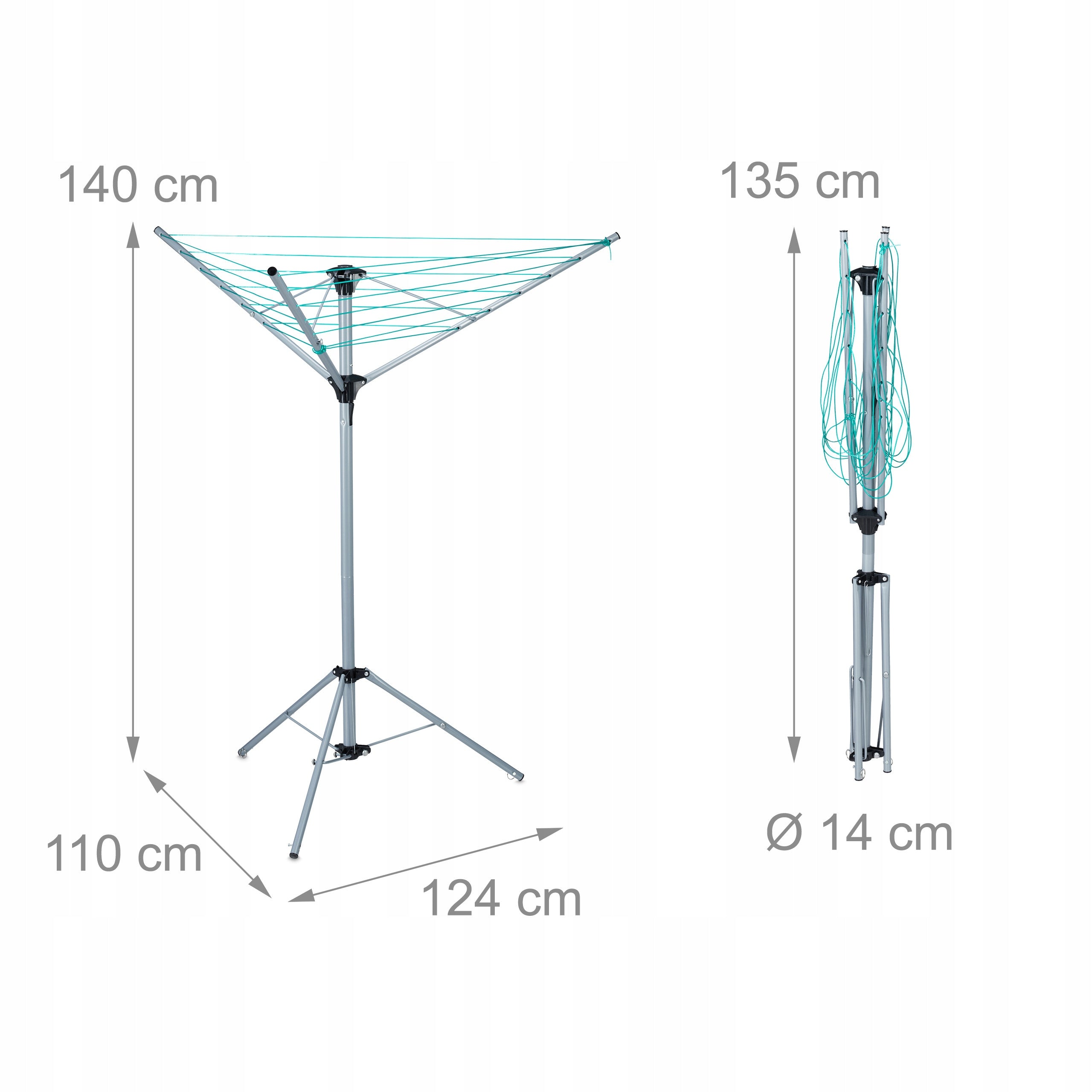 Balcony, garden, freestanding vertical dryer Relaxdays 135-140 cm x Kind Portable