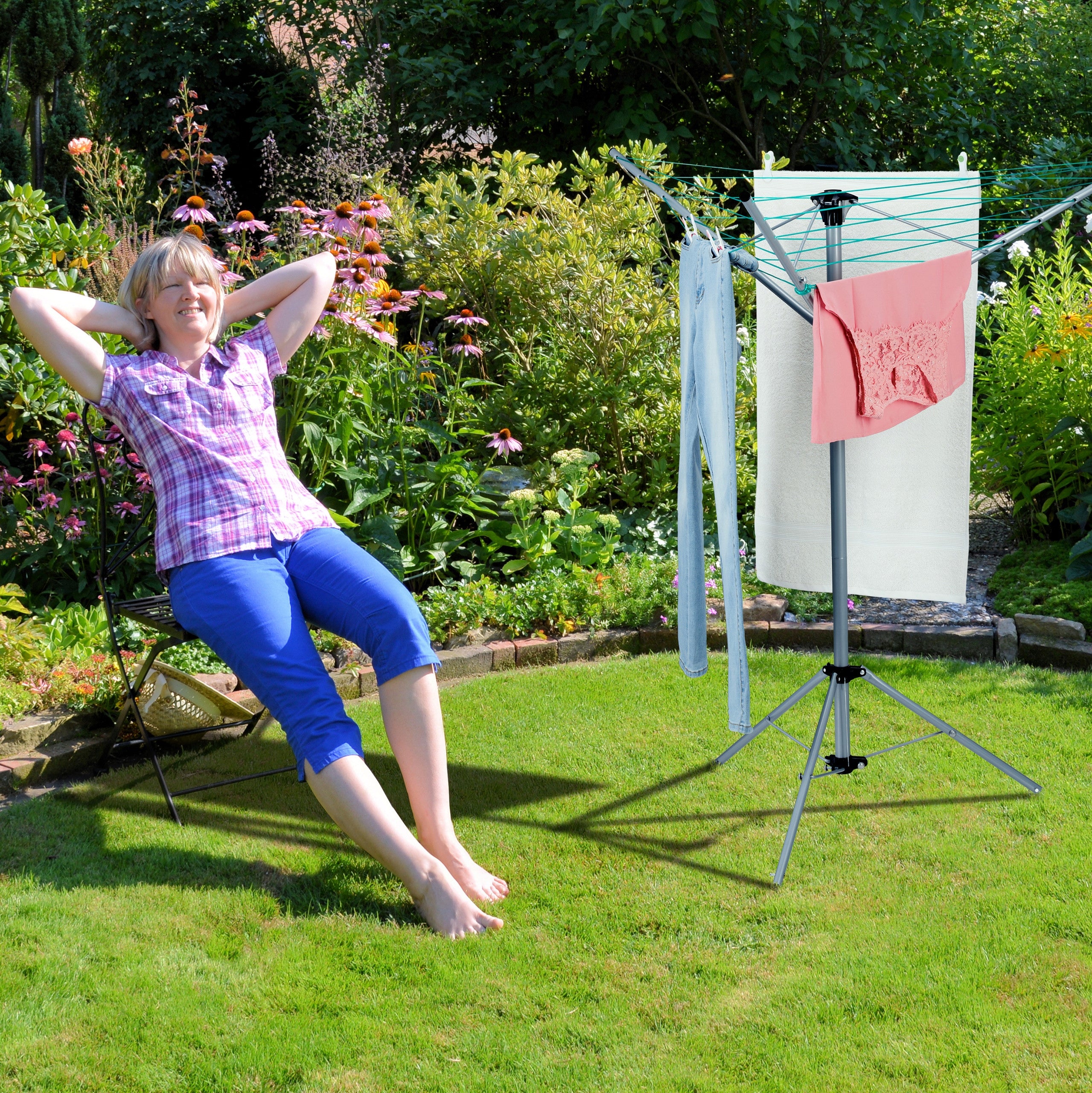 Balcony, garden, freestanding vertical dryer Relaxdays 135-140 cm x Packaging status original