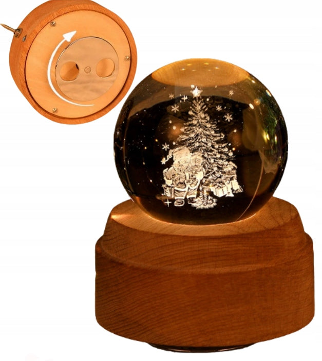 Ball Music Box LED Christmas Glass Snowman with Wooden Stand Gift Manufacturer code bałwan
