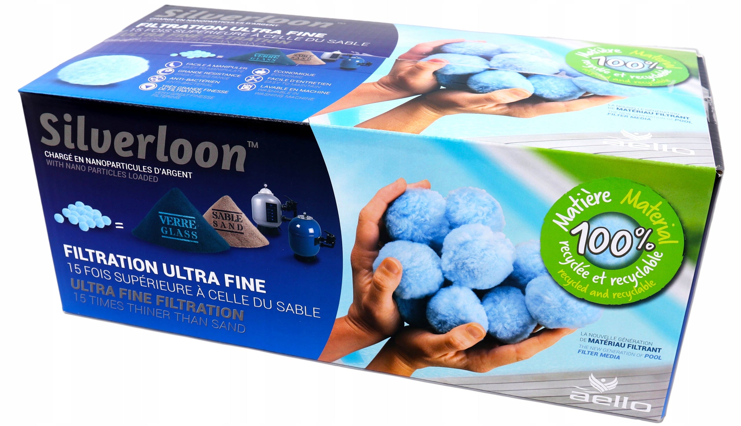 Balls with Silver Ions. Insert for the Silverloon Filtration Pool Filter Pump Brand Aello