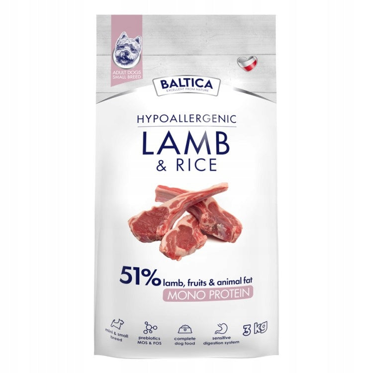 Baltica Adult Lamb Rice XS/S 3kg Hypoallergenic Dry Dog Food