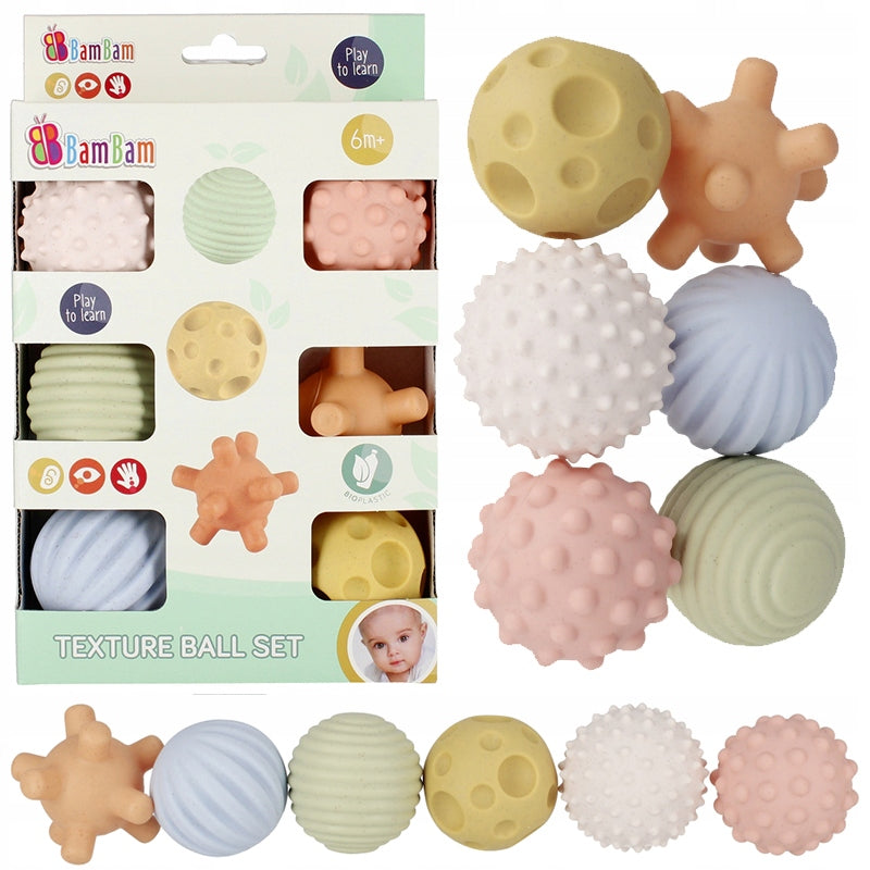 BamBam Soft Balls Sensory Balls Set of 6pcs Kids Toy 6m+