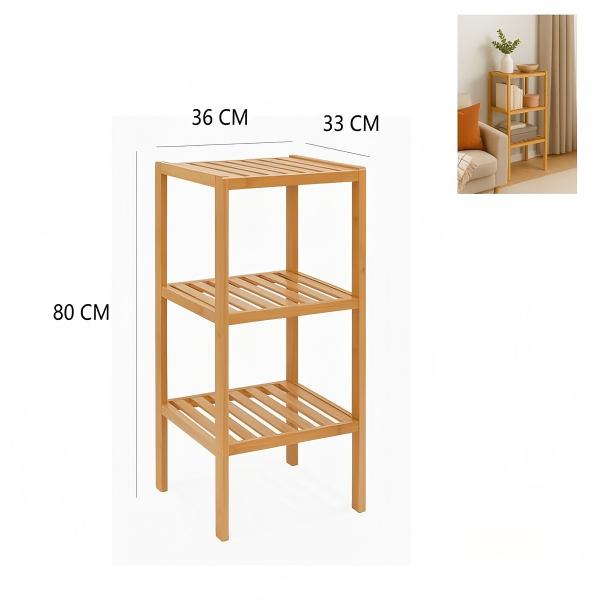 Bamboo 3-tier bookcase – standing shelf 80 cm