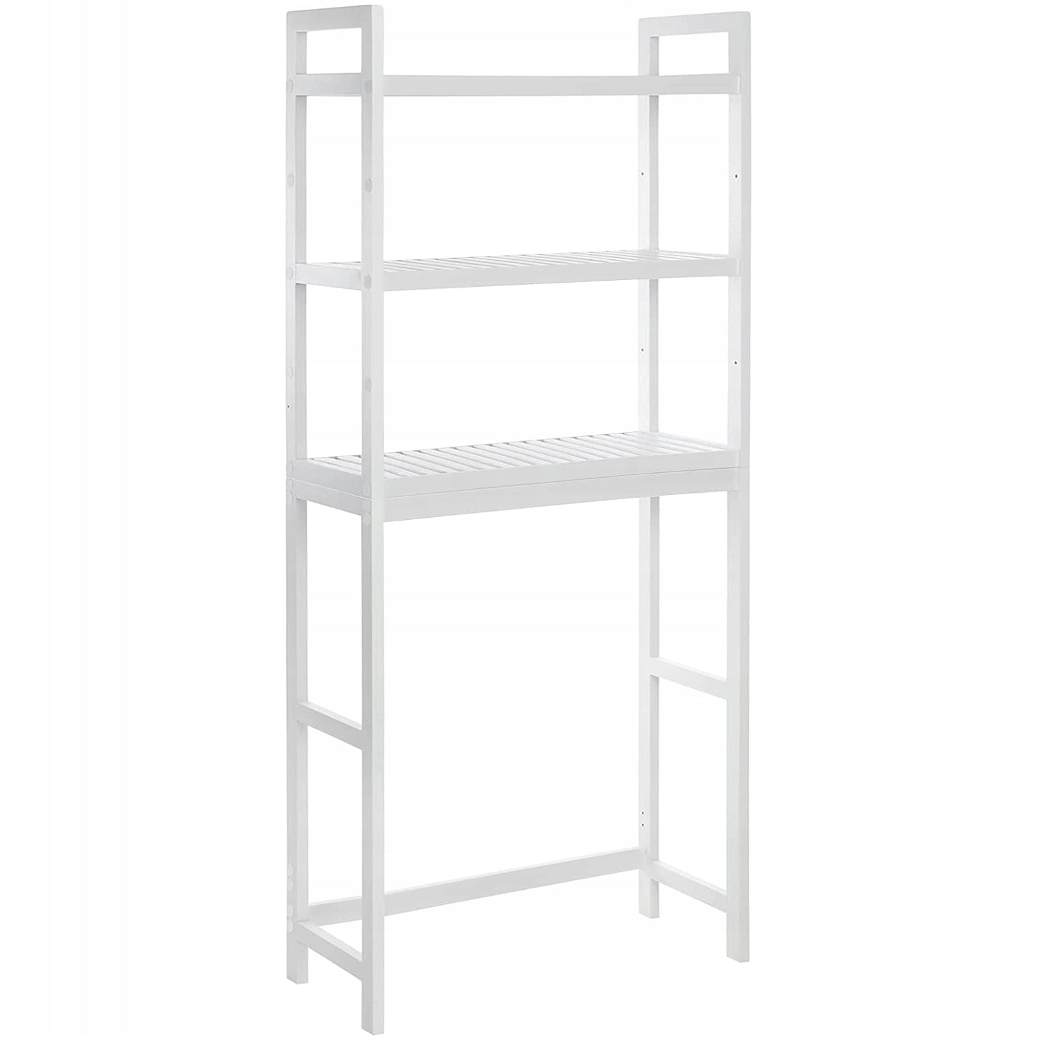 Bamboo Bookcase White Bathroom Organizer Over Toilet Washing Machine 3 Shelves