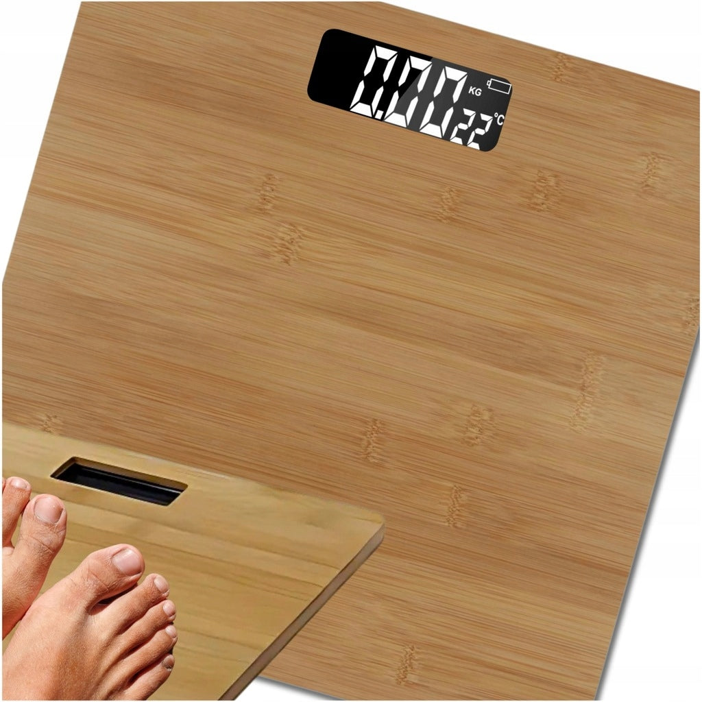 Bamboo Electronic Bathroom Scale up to 180 kg LCD Digital Temperature Manufacturer code Waga łazienkowa elektroniczna