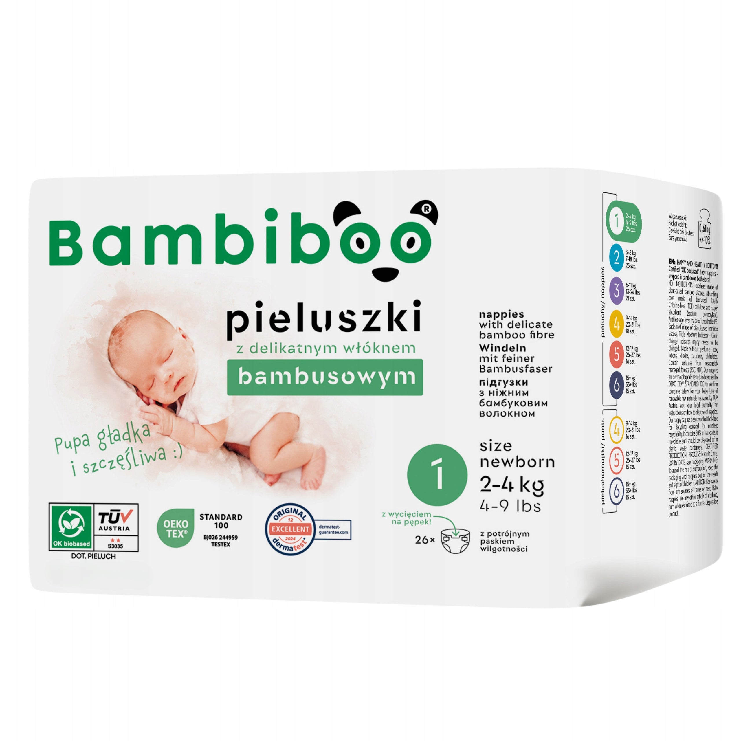 Bamboo Fiber Diapers BAMBIBOO For Newborns size1 26 pcs. 2-4kg