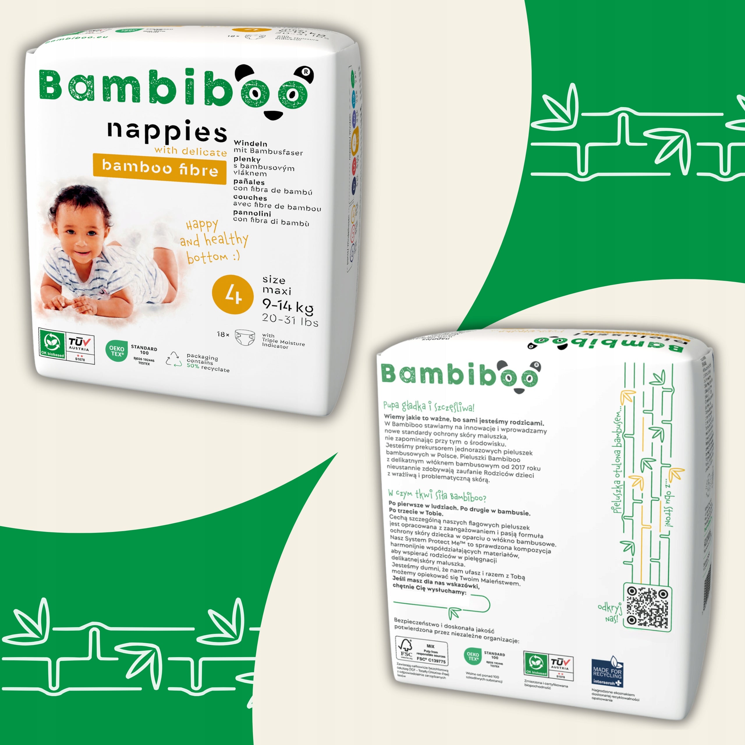 Bamboo Fiber Diapers BAMBIBOO size 4 For Children Maxi 9-14kg 18 pcs. EAN (GTIN) 5906395106141