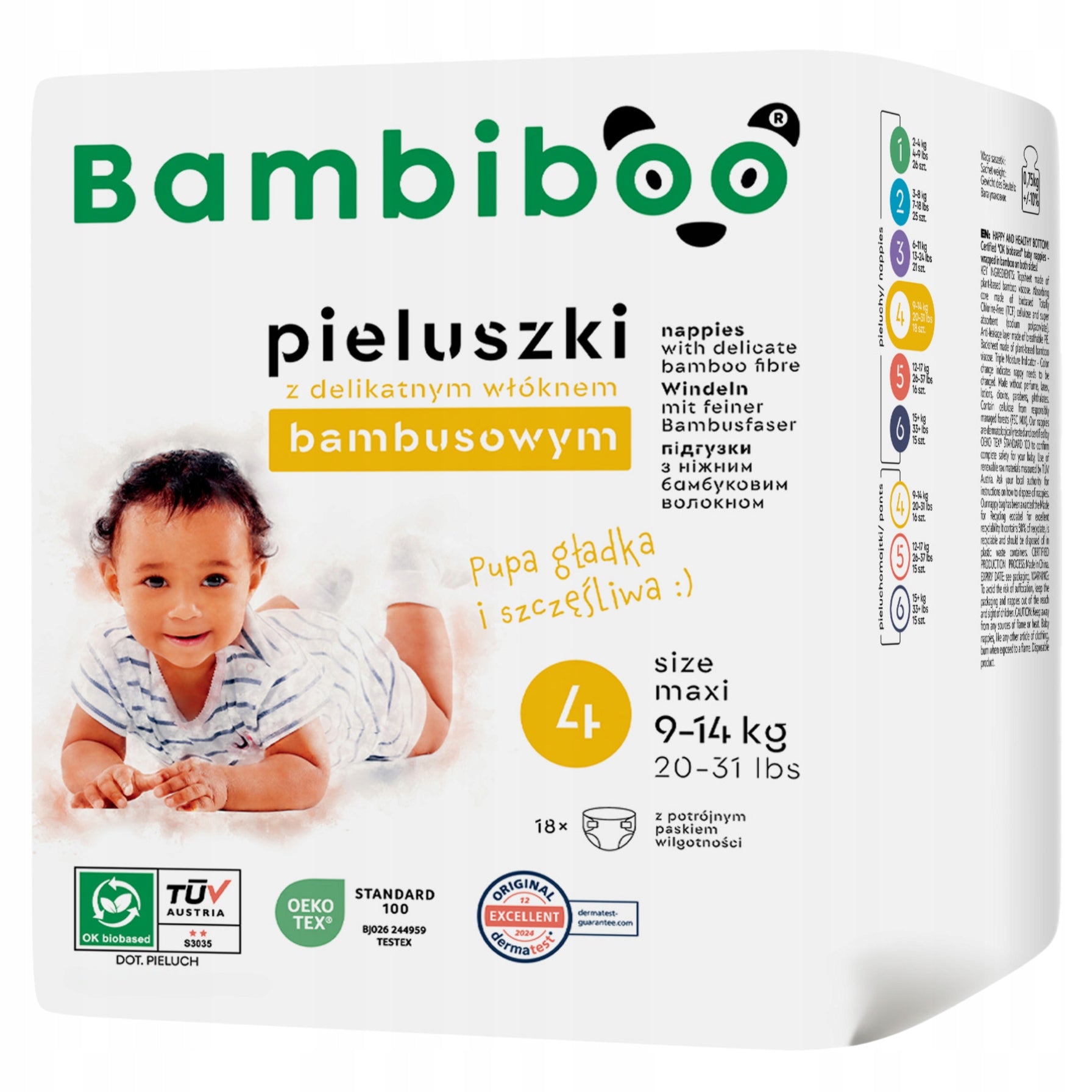 Bamboo Fiber Diapers BAMBIBOO size 4 For Children Maxi 9-14kg 18 pcs.