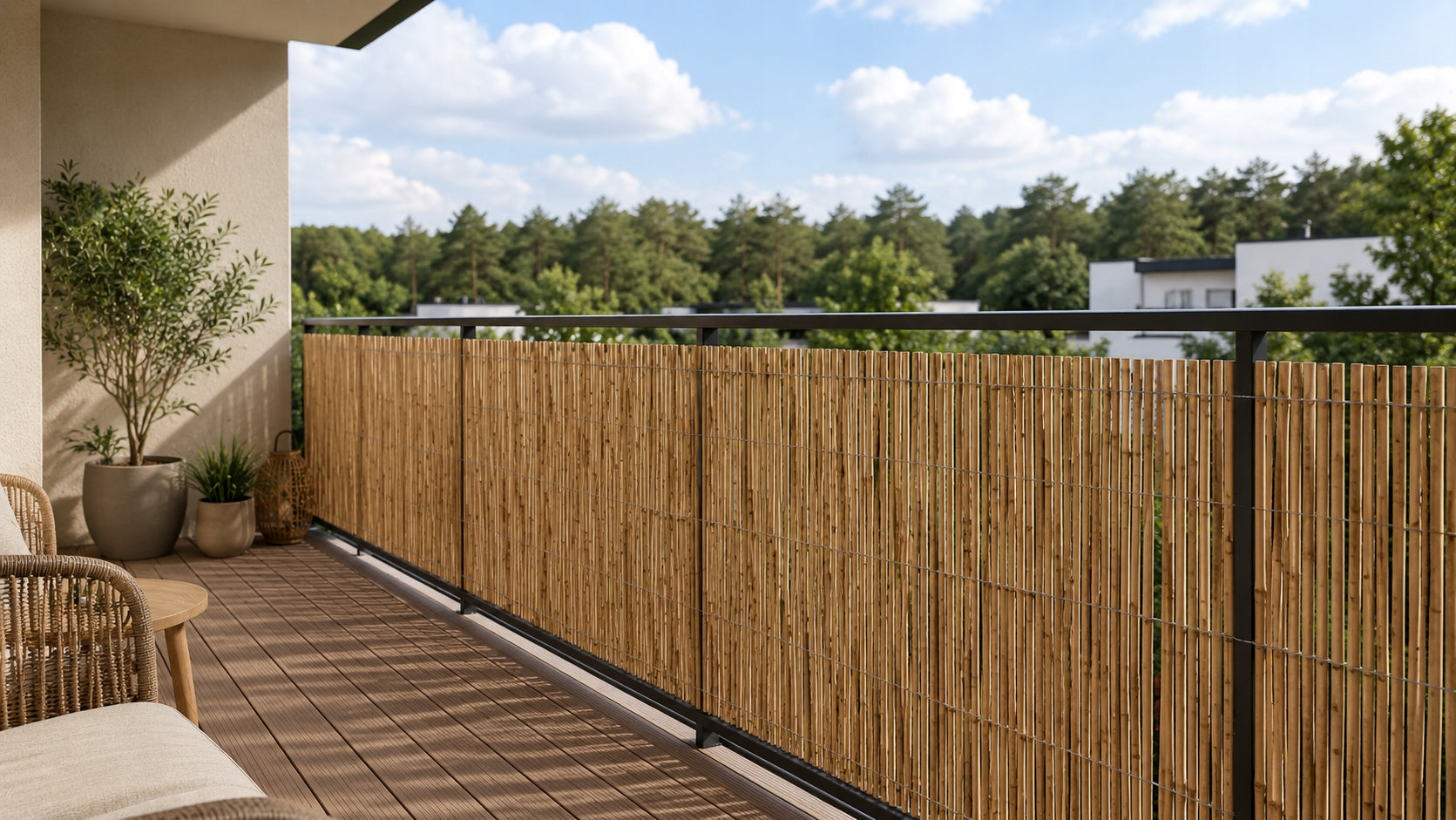 Bamboo Mat Balcony Cover 1,8x3m Natural For Balcony Terrace Fence Main material Bamboo