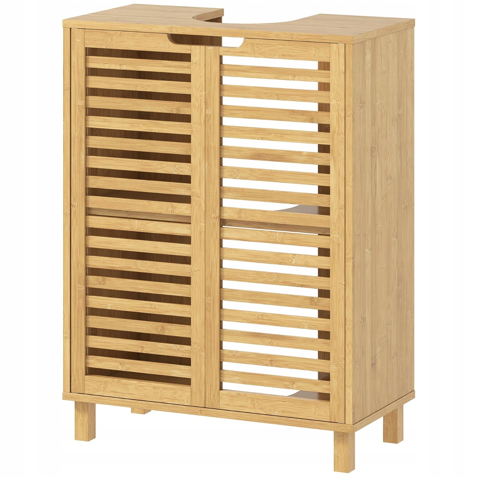 Bamboo Sink Cabinet, Adjustable Shelves, Natural Furniture color natural oak