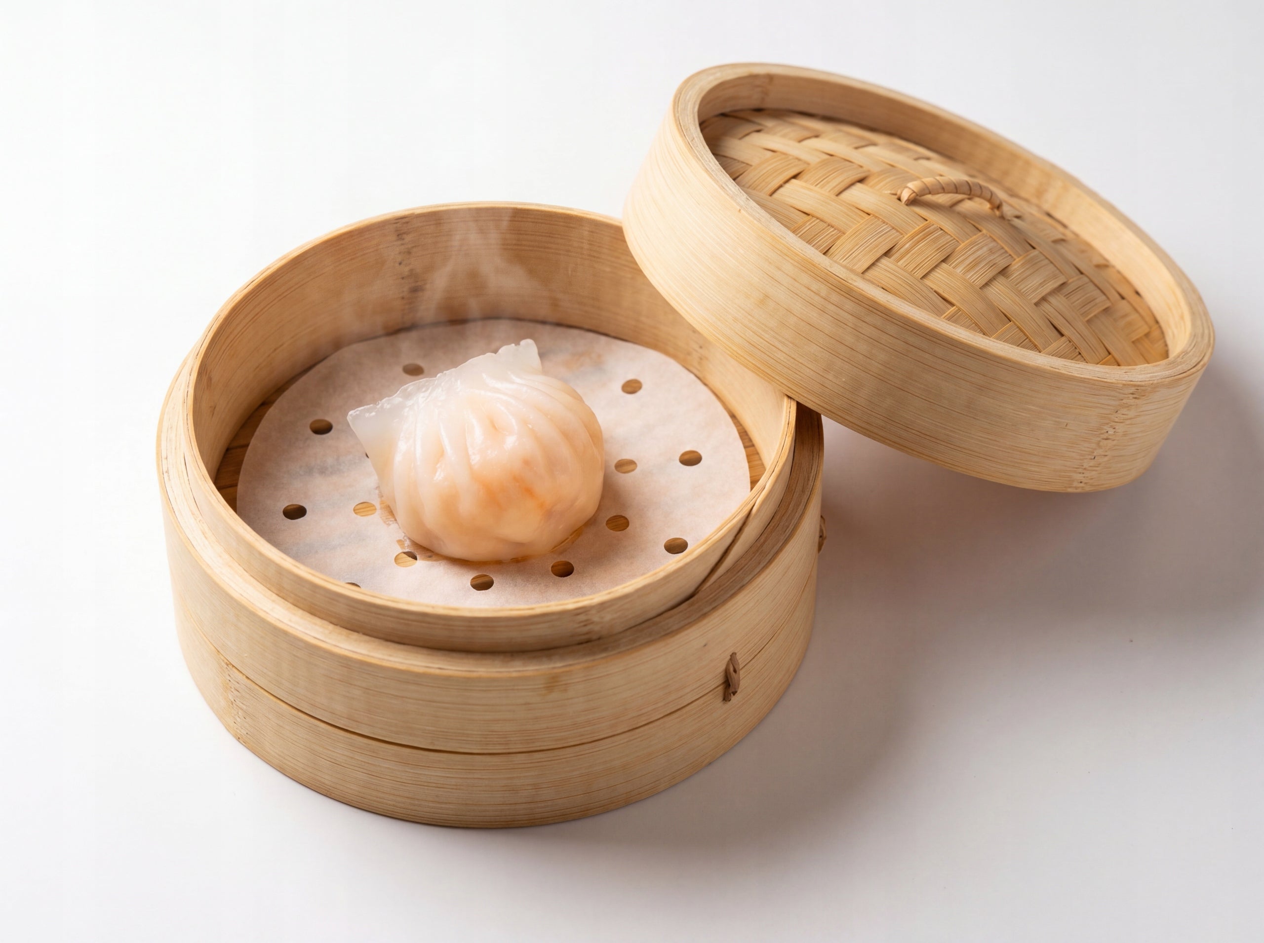 Bamboo Steamer 2-Level 13 cm Lid Steam Cooking Craft Wok Brand no brand