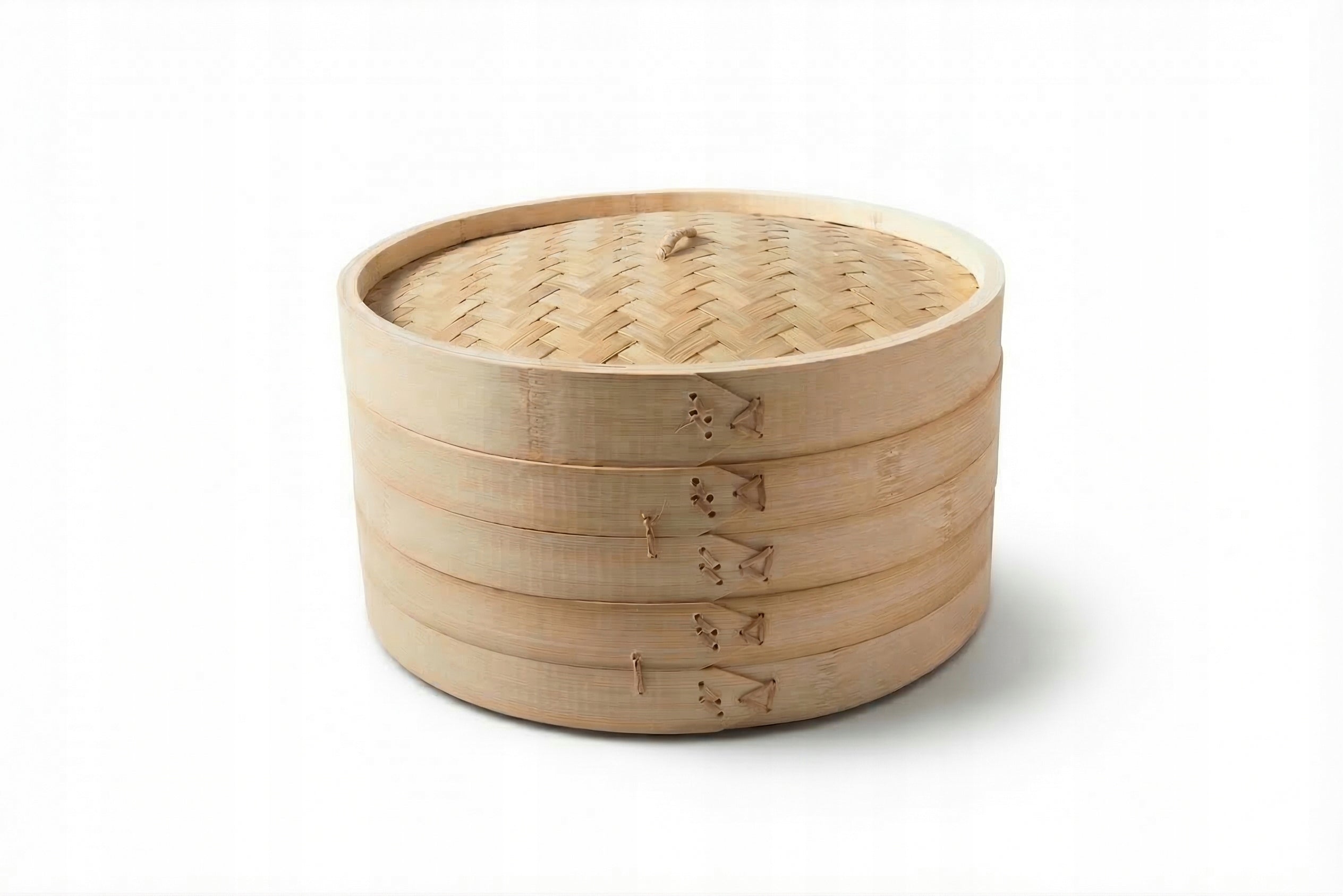 Bamboo Steamer 2-Tier 30 cm Natural Steaming Craft Wok