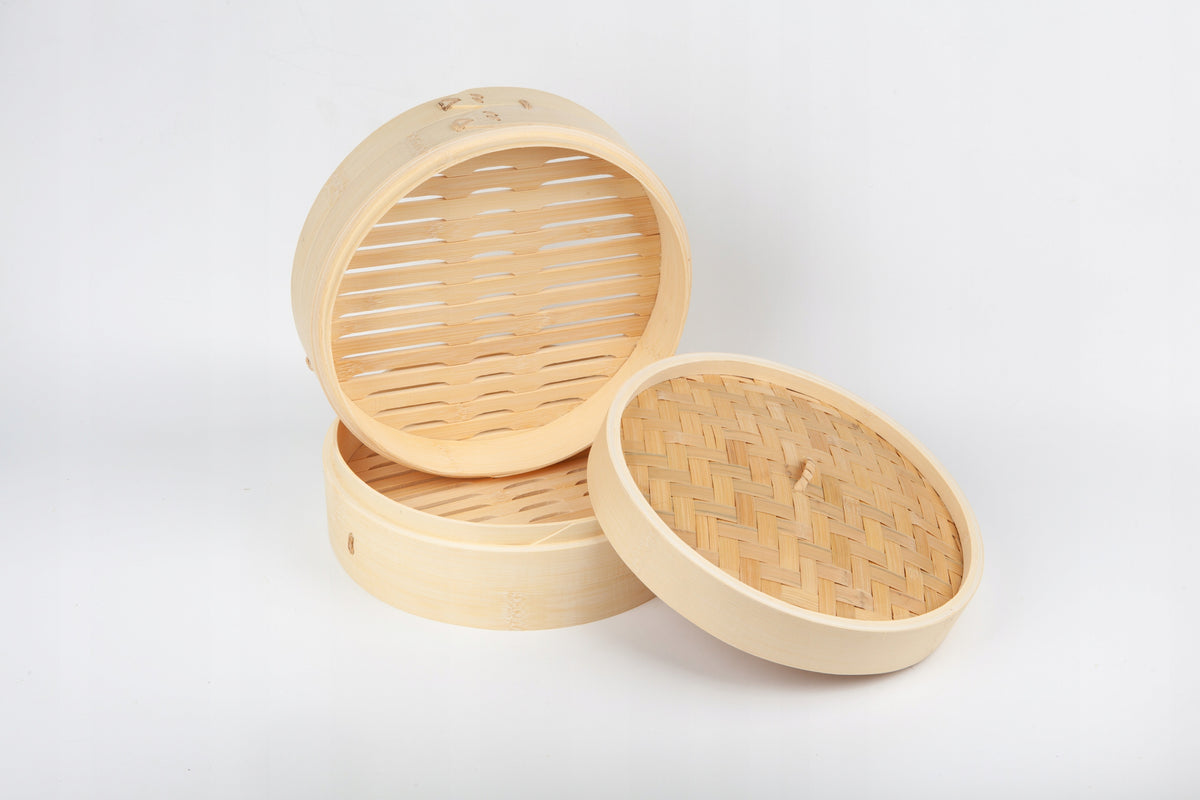 Bamboo Steamer 24 cm Two-Tier Steaming Lid Craft Wok Brand no brand
