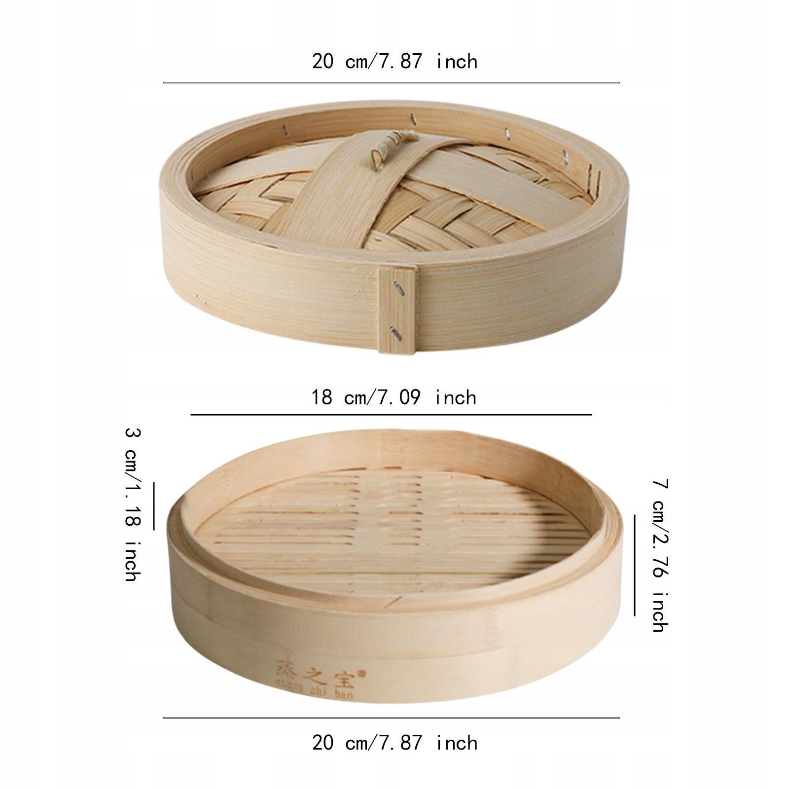 Bamboo Steamer Basket Dumpling Steamer Cookware with Lid Sum & Bun 20cm Brand no brand