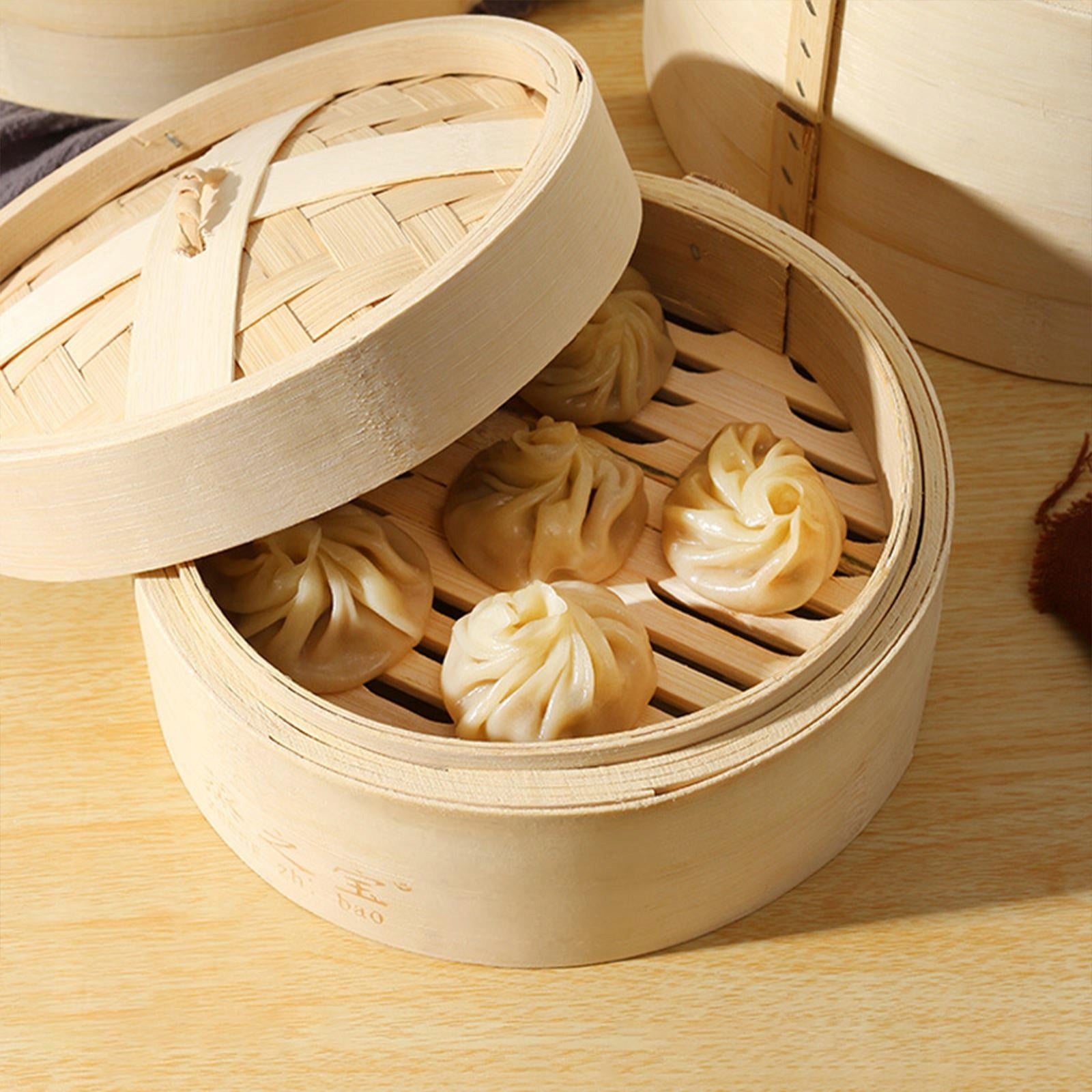 Bamboo Steamer Basket Dumpling Steamer Cookware with Lid Sum & Bun 20cm Packaging status original