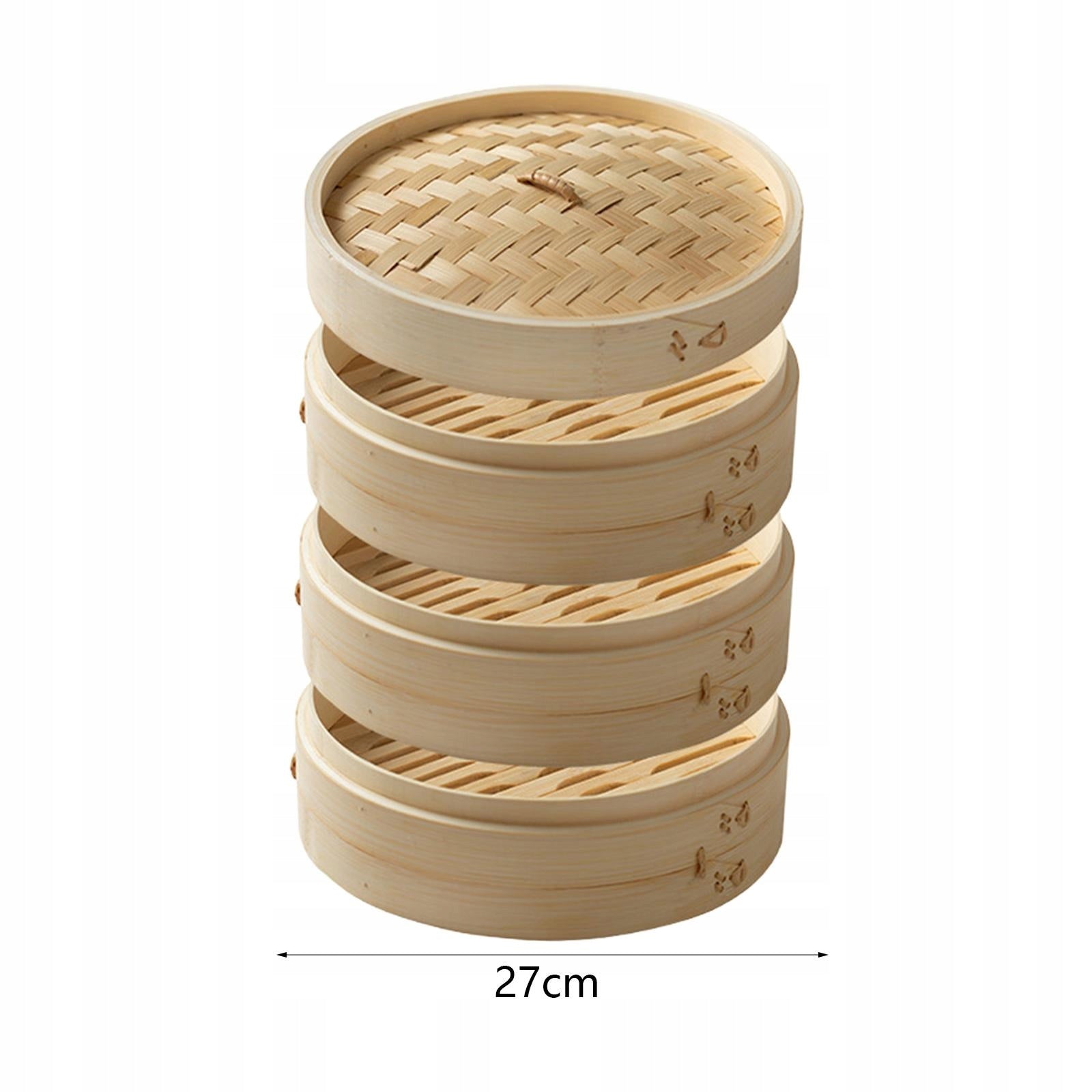 Bamboo Steamer Basket Dumpling Steamer for Asian Food Food Dia 27cm 3 Tier Packaging status original