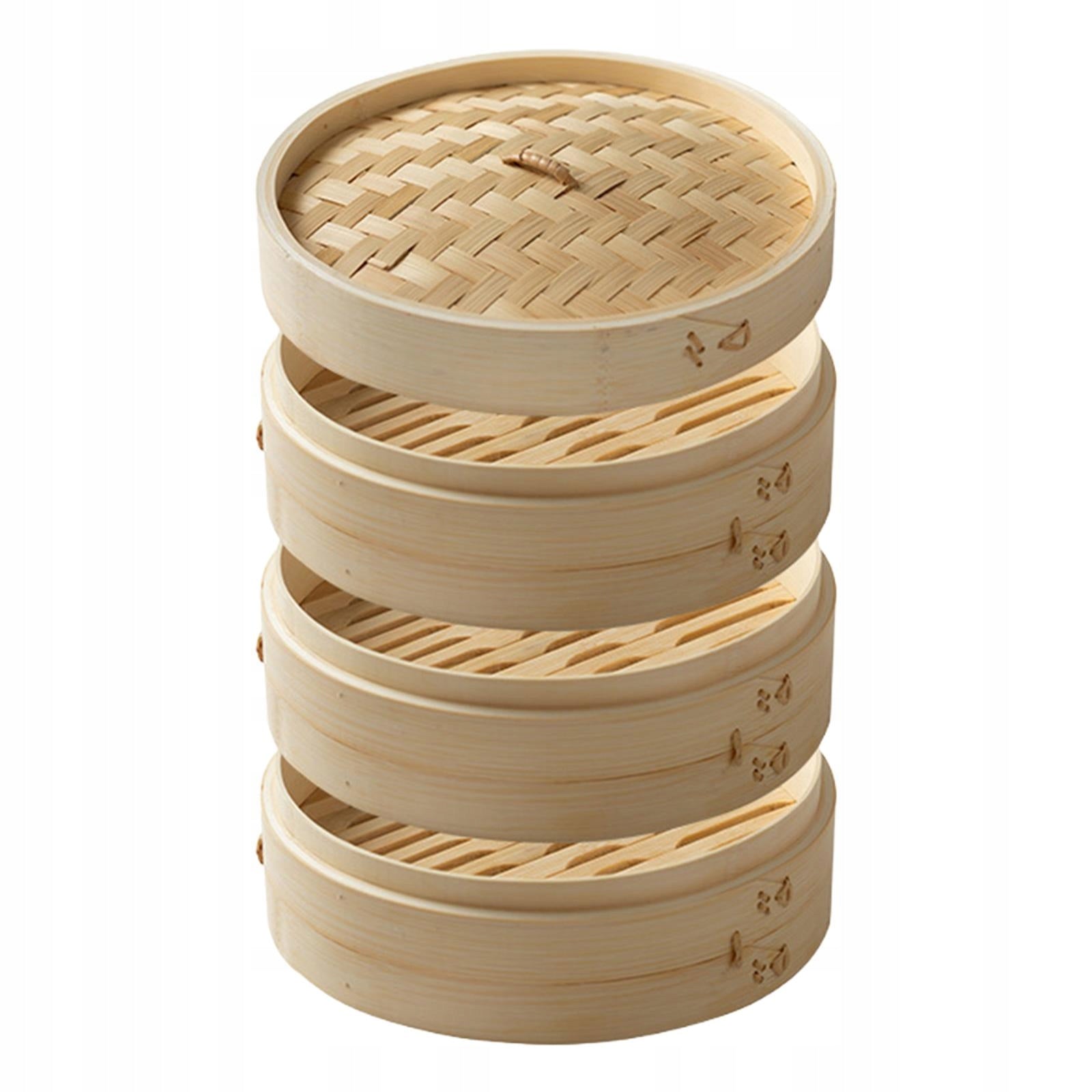 Bamboo Steamer Basket Food Cooking Cloth Dia 27cm 3 Tier