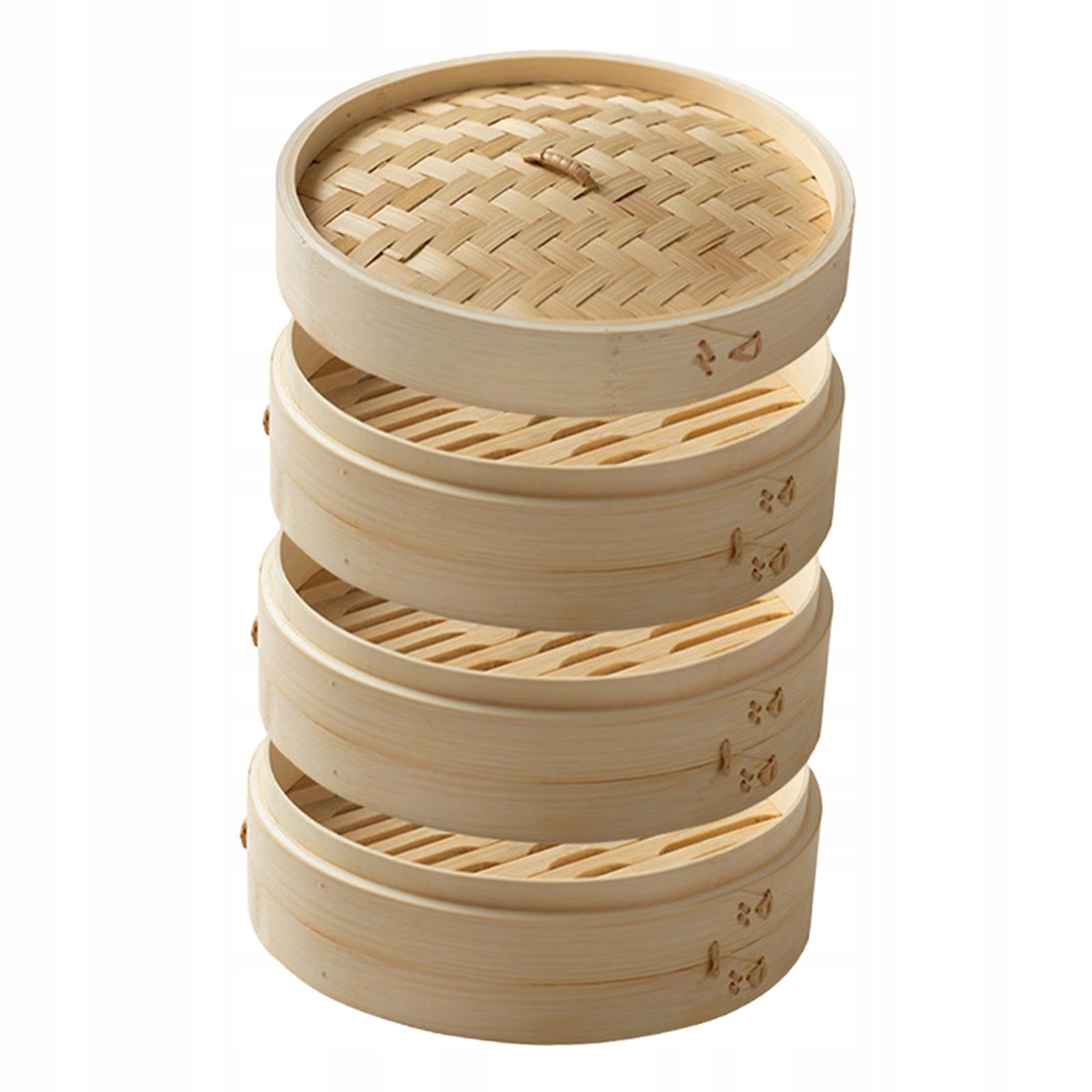 Bamboo Steamer Basket Steamer Cloth Cooker Cookware Food Dia 25.4cm 3 Tier Packaging status original