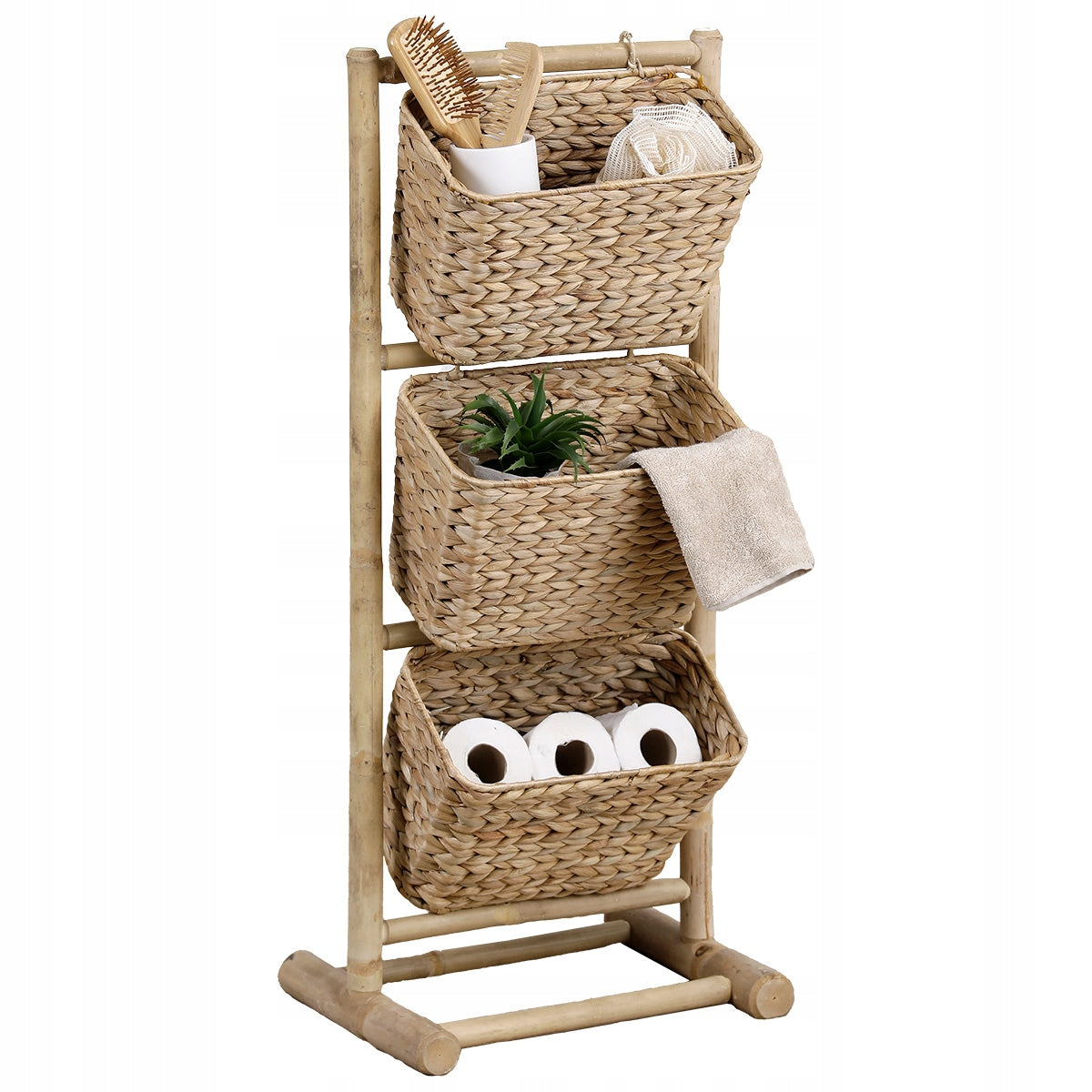 Bamboo bathroom rack Kyra2 beige for towels paper boho cosmetics