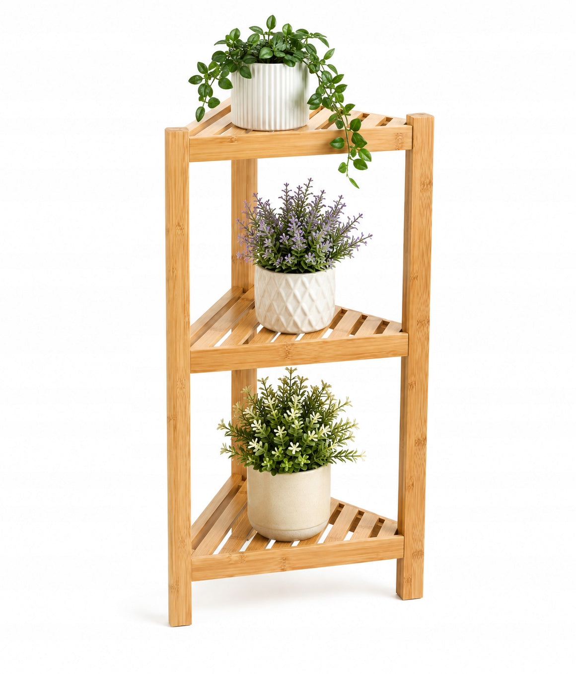 Bamboo bookcase 3 shelves bathroom balcony flowerbed 34x34x60 cm