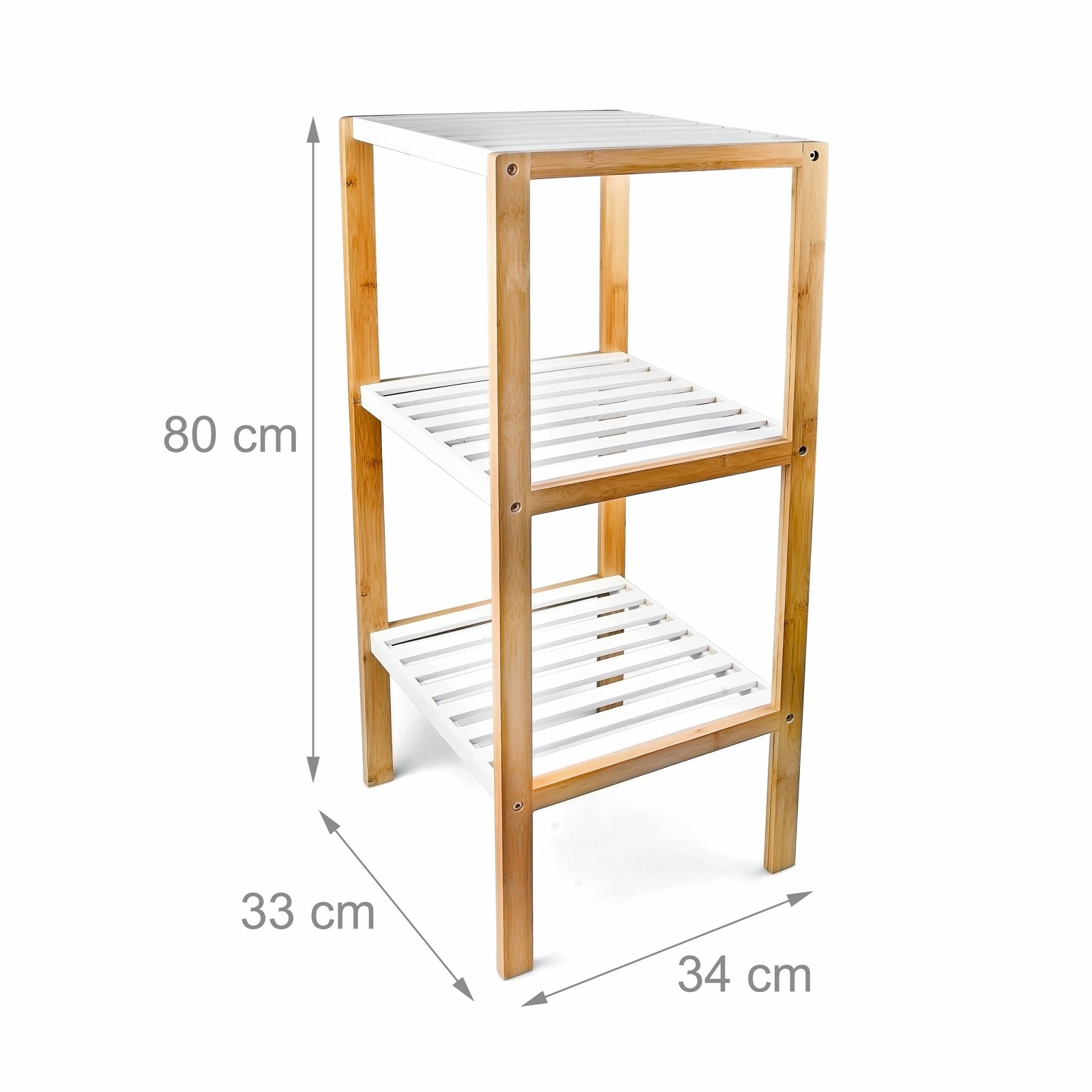 Bamboo bookcase with 3 shelves 80 x 33 x 34 cm White and brown Relaxdays Brand Relaxdays