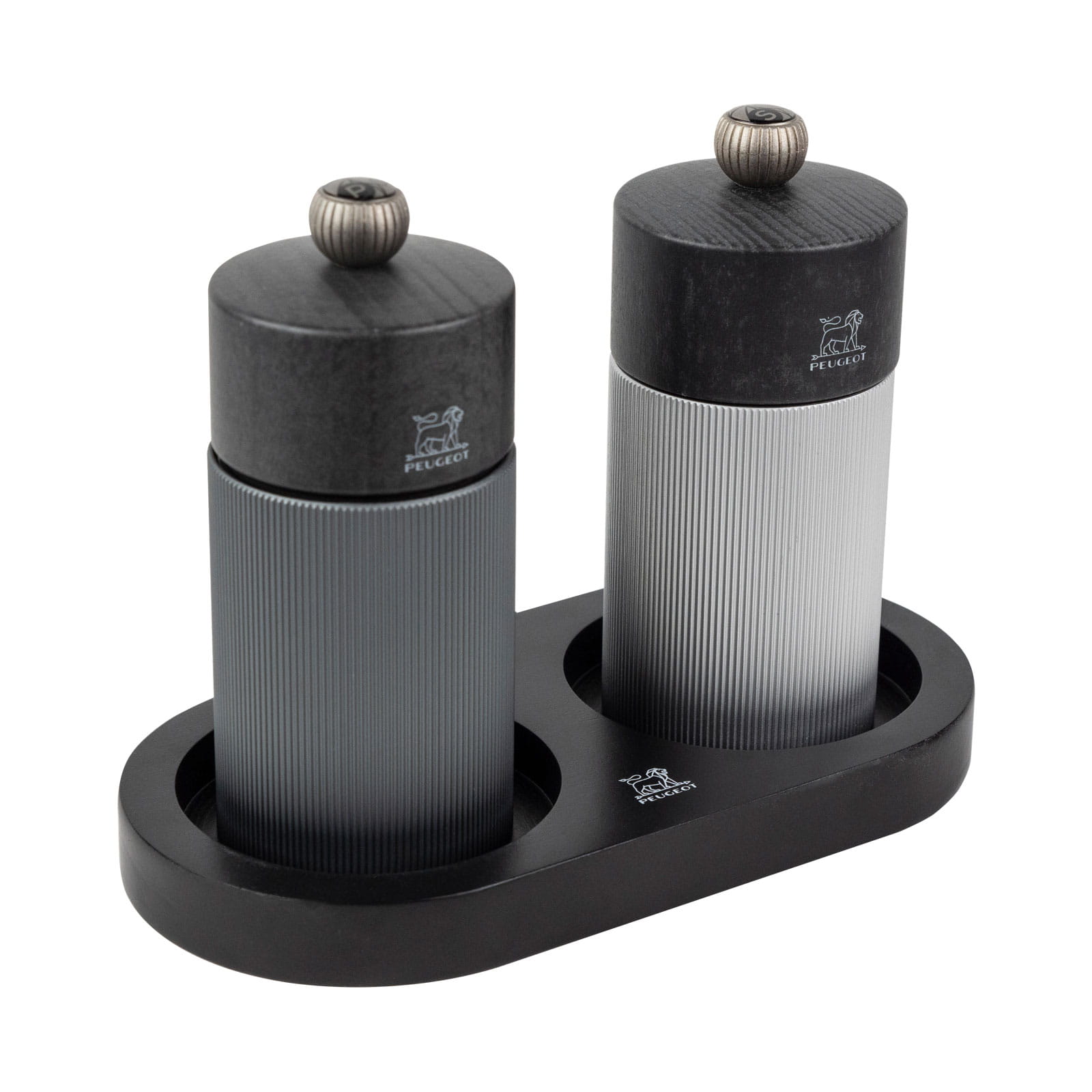 Bamboo stand Peugeot black for salt pepper grinders 17cm Model Linea