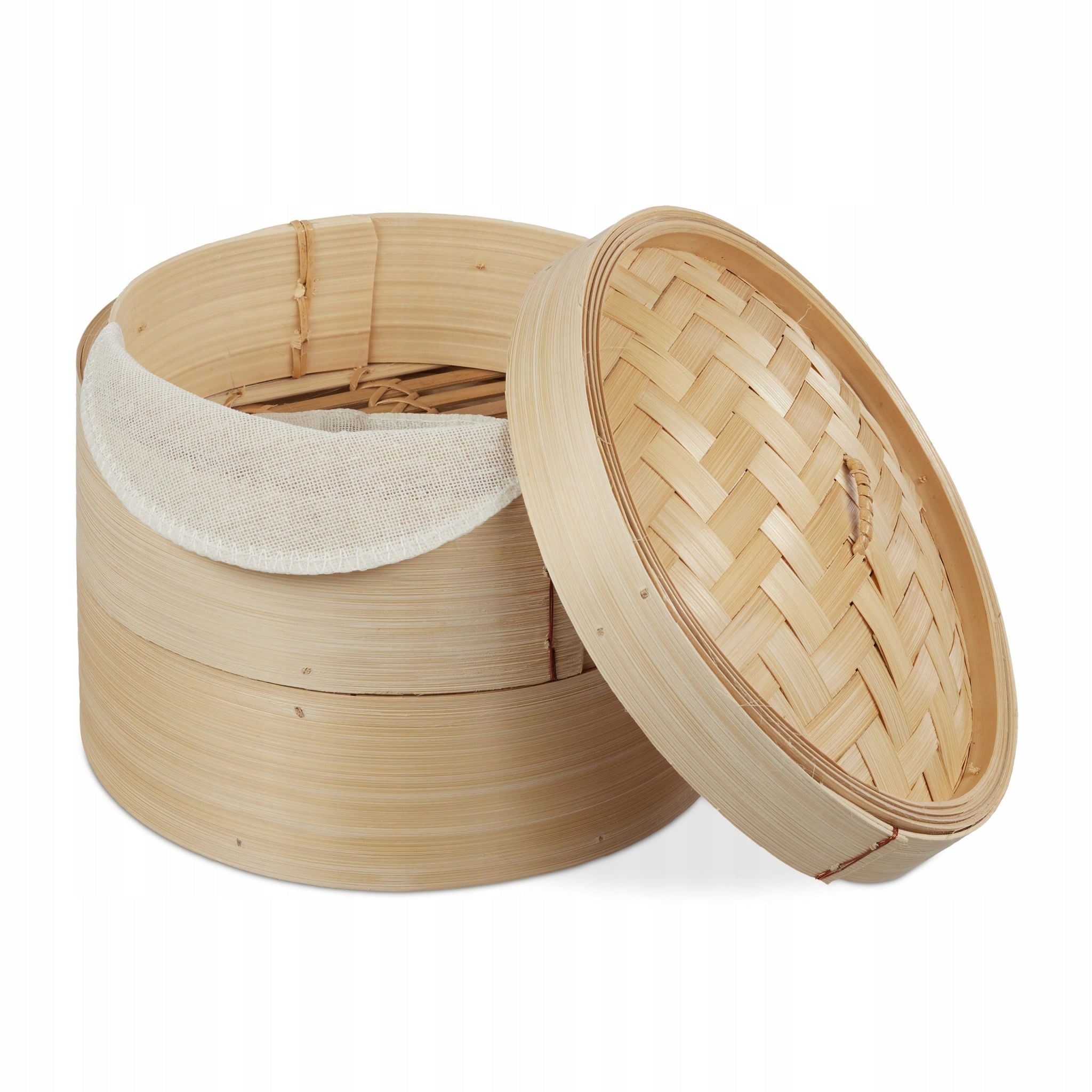 Bamboo steamer evaporator 20,5 cm Relaxdays for cooking 2 levels