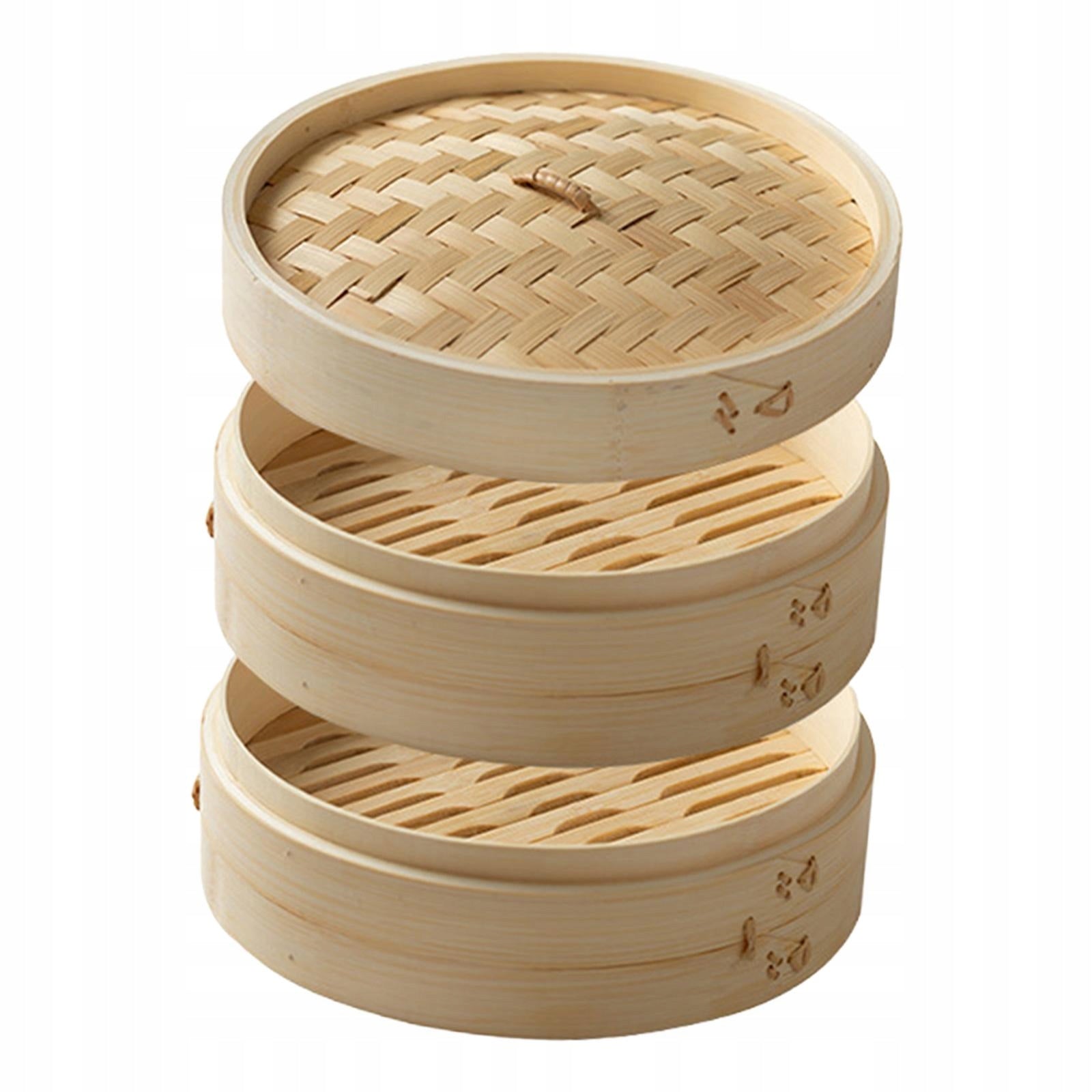 Bamboo steamer for cooking, handmade, diameter 27 cm, 2 levels