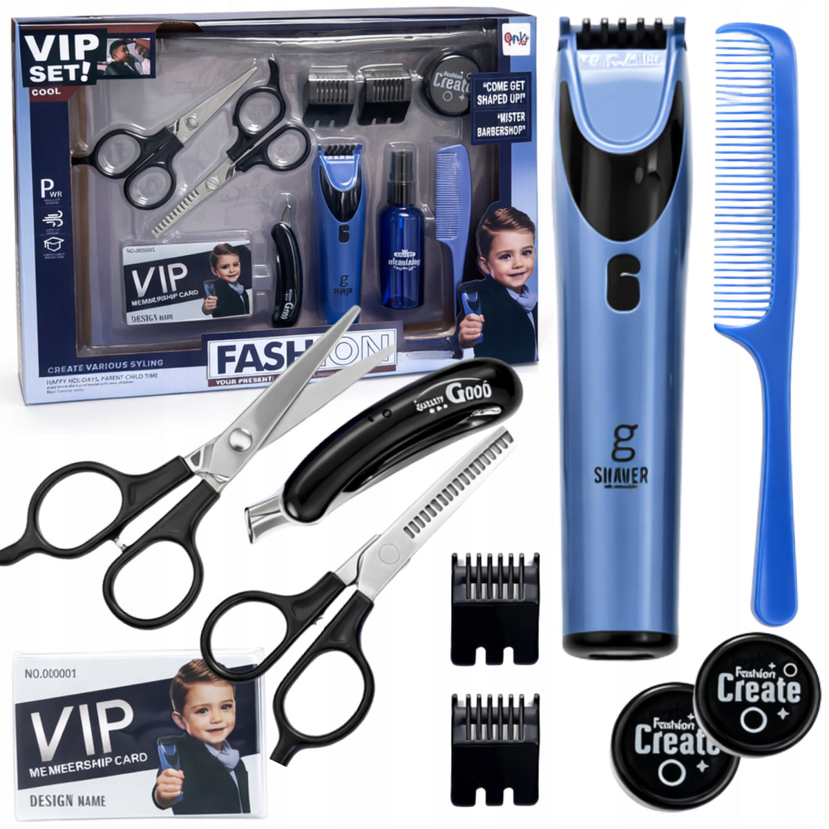 Barber set for boy Toy razor scissors akcesoria