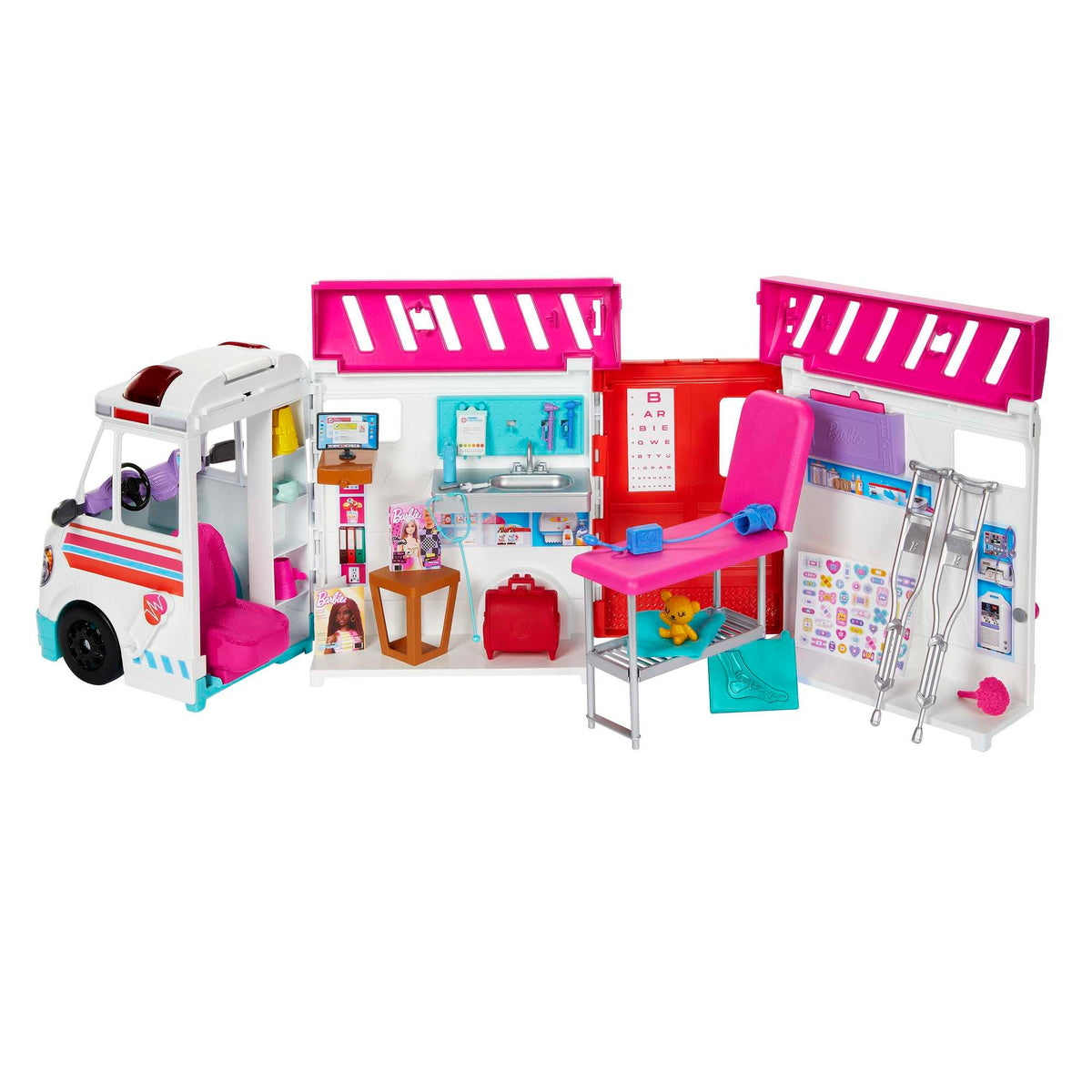 Barbie Ambulance Mobile Clinic Set with 20 Accessories HKT79 Brand Barbie